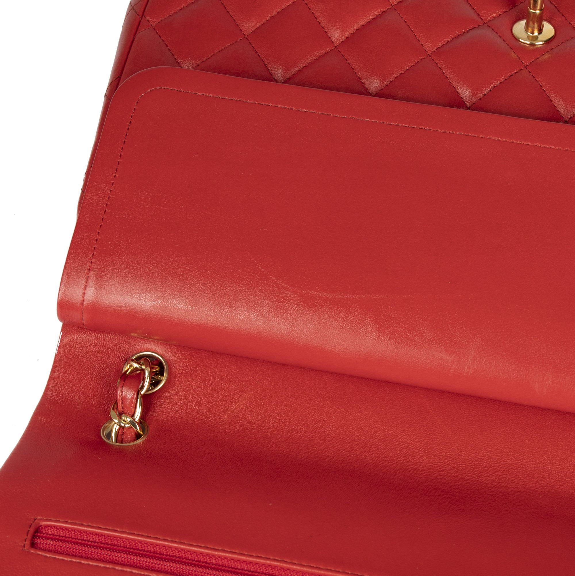Chanel Red Lambskin Classic Maxi Double Flap Bag
