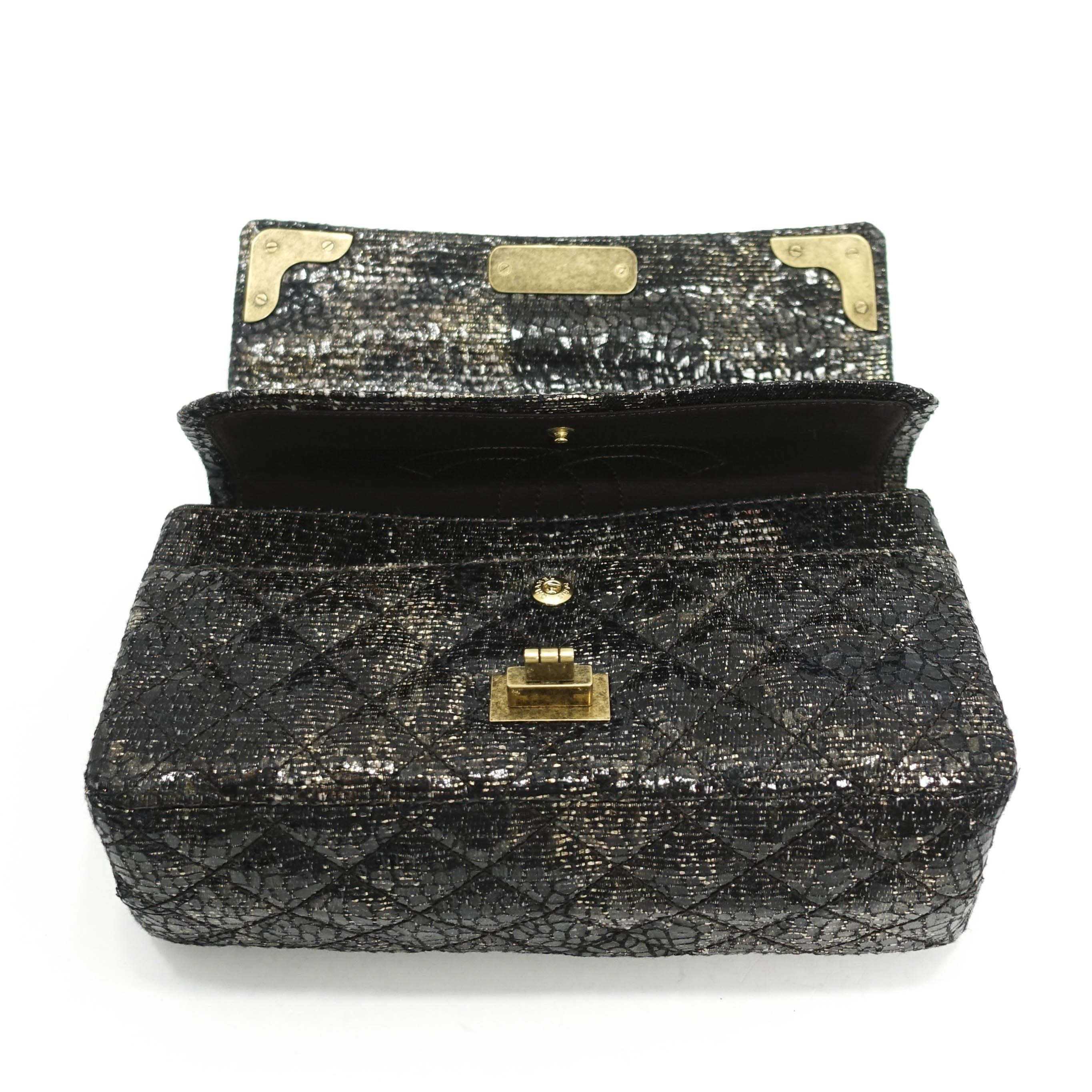 Chanel Special Edition Gray Coated Lacquered Tweed Crossbody Bag