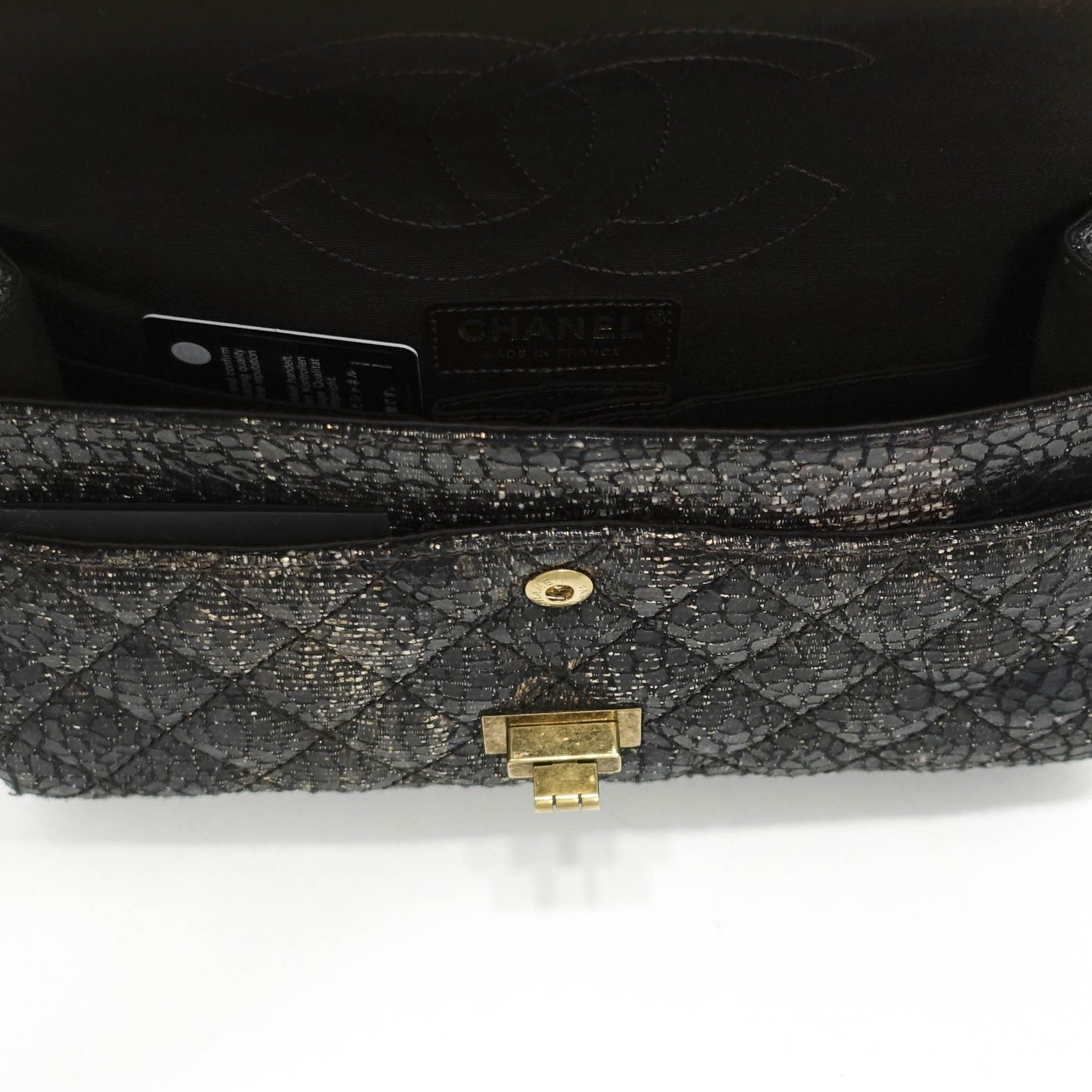 Chanel Special Edition Gray Coated Lacquered Tweed Crossbody Bag