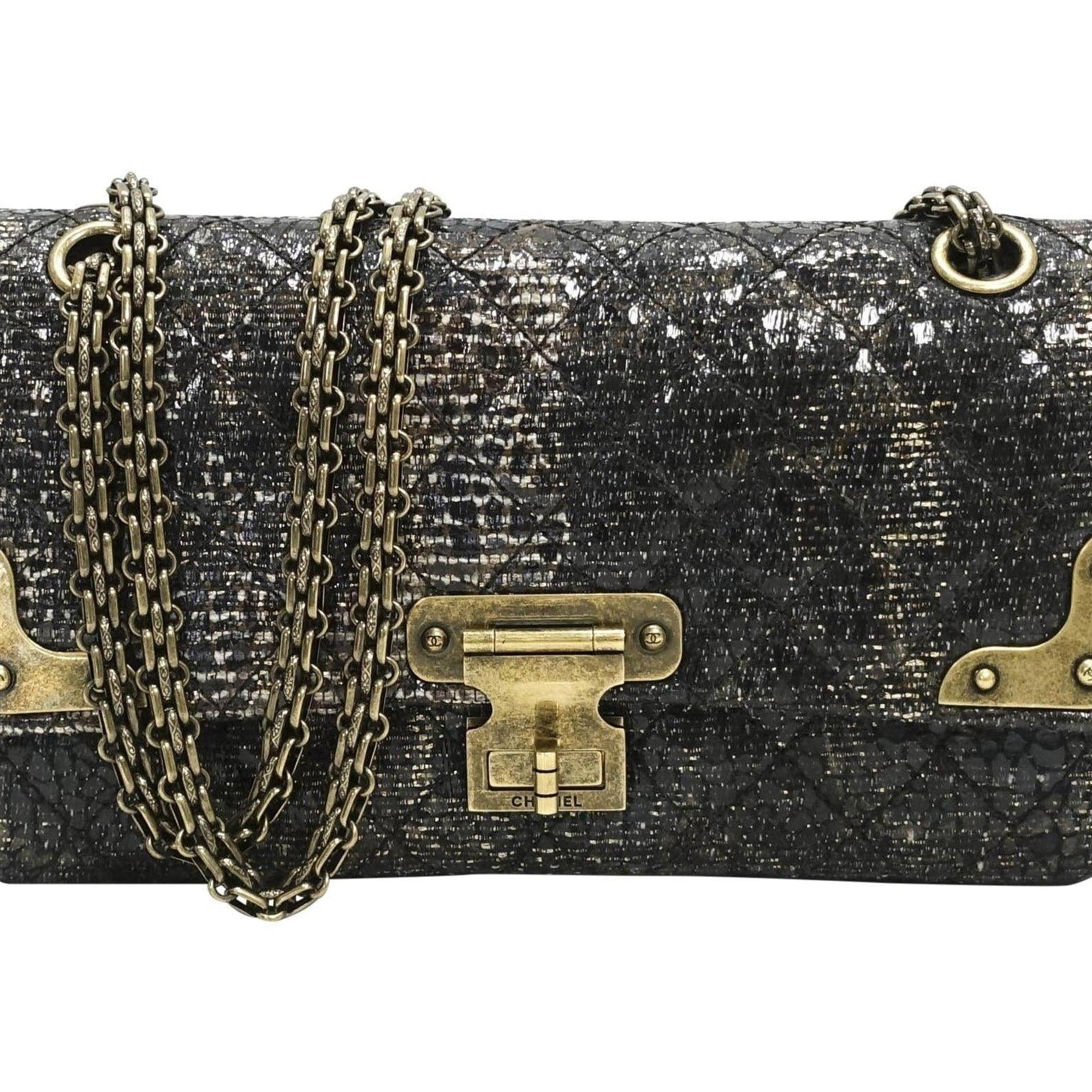 Chanel Special Edition Gray Coated Lacquered Tweed Crossbody Bag