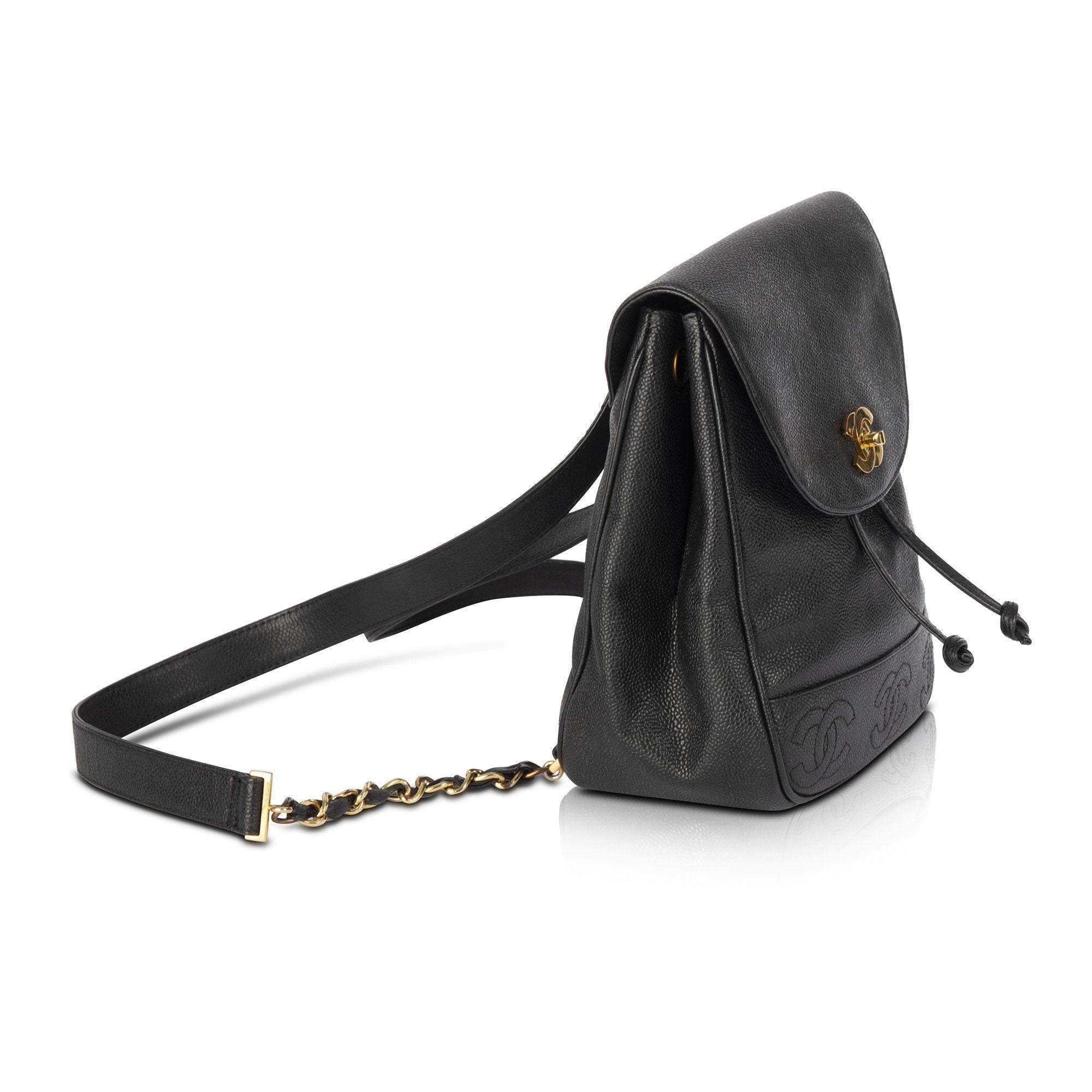 Chanel Vintage Black Caviar CC Backpack