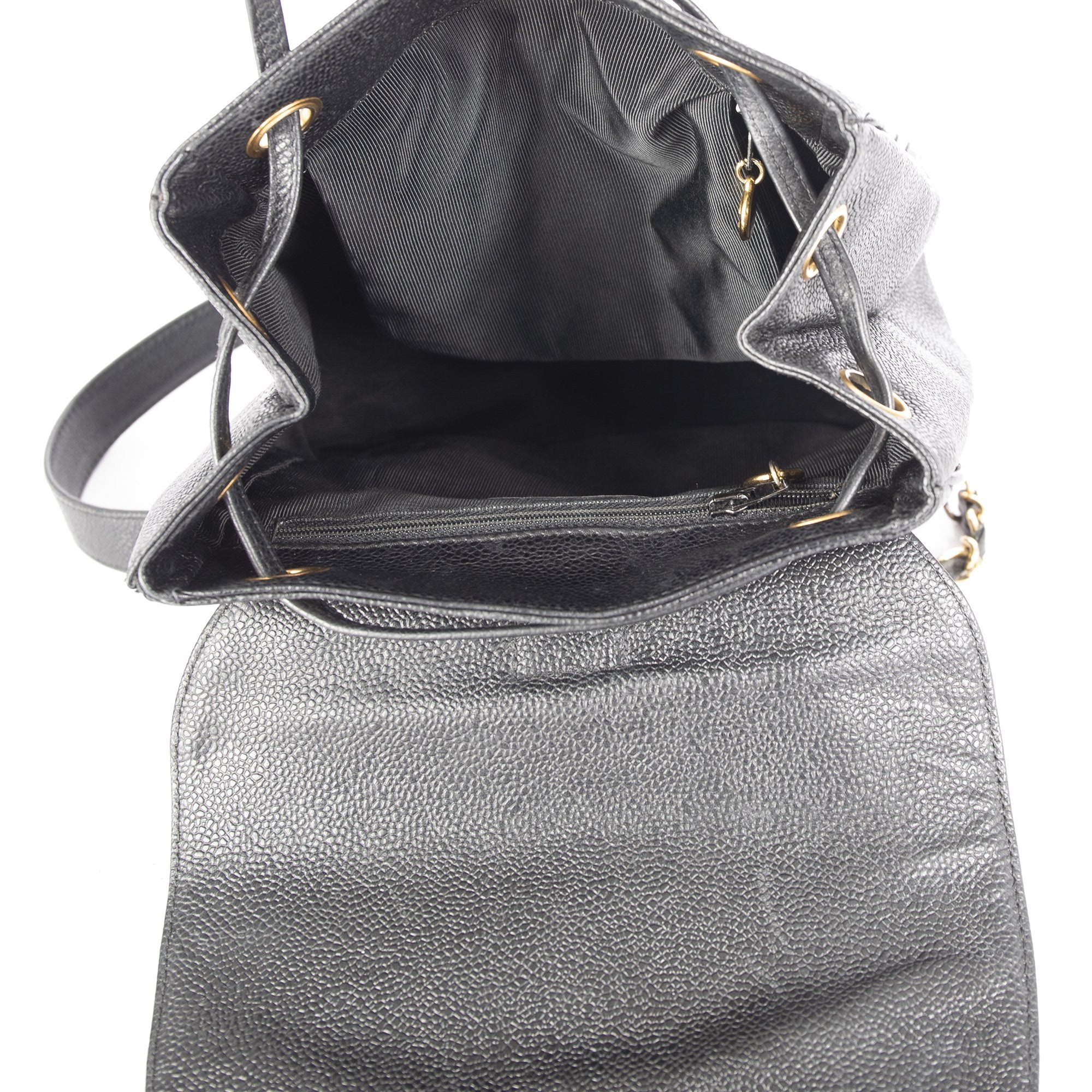 Chanel Vintage Black Caviar CC Backpack