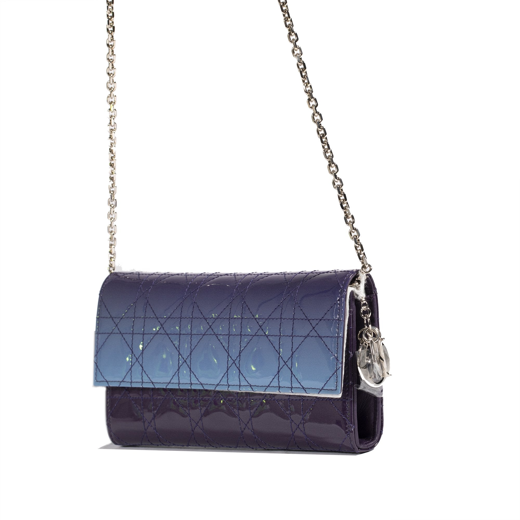 Christian Dior Patent Leather Lady Dior Croisiere Chain Wallet