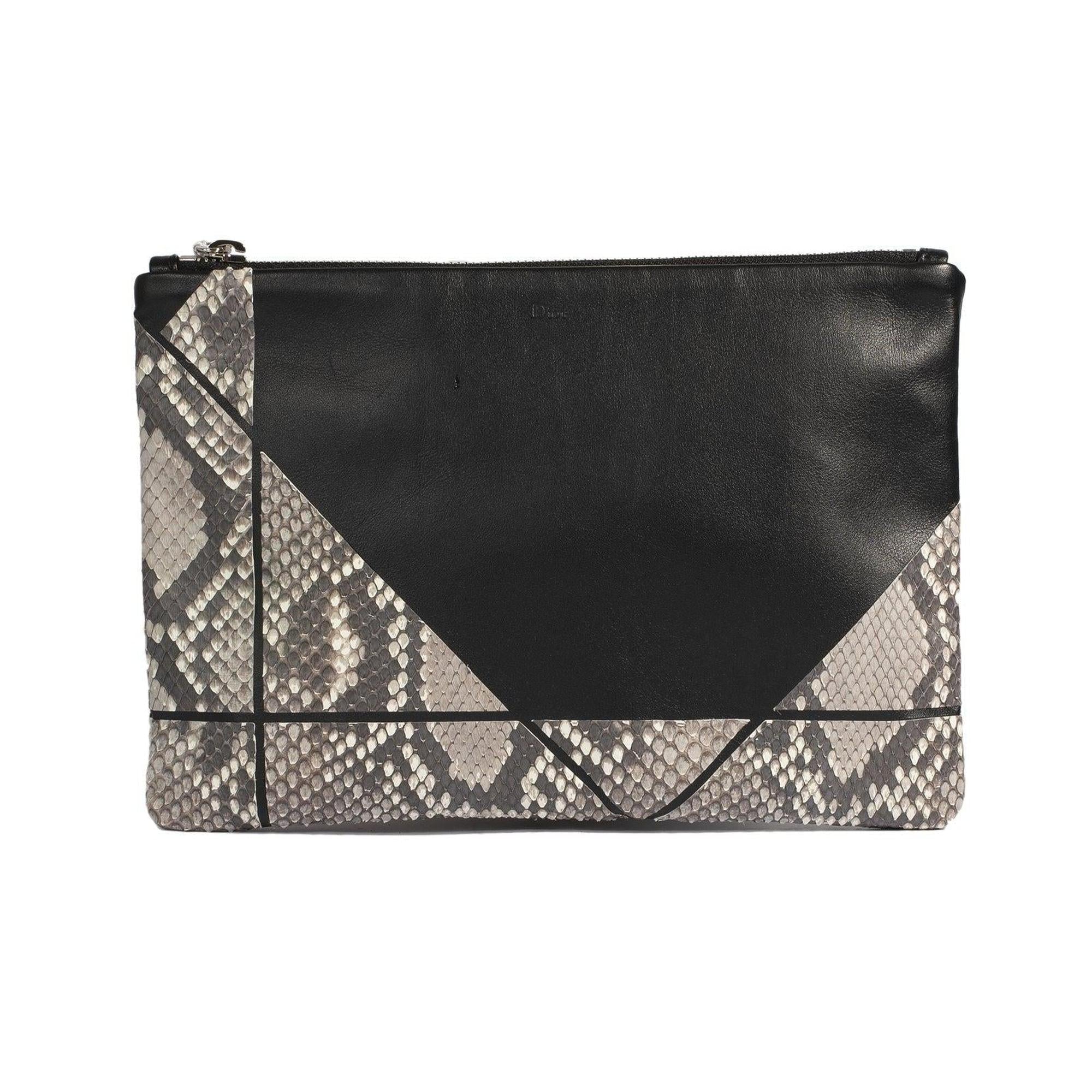 Christian Dior Python & Calfskin Zip Pouch