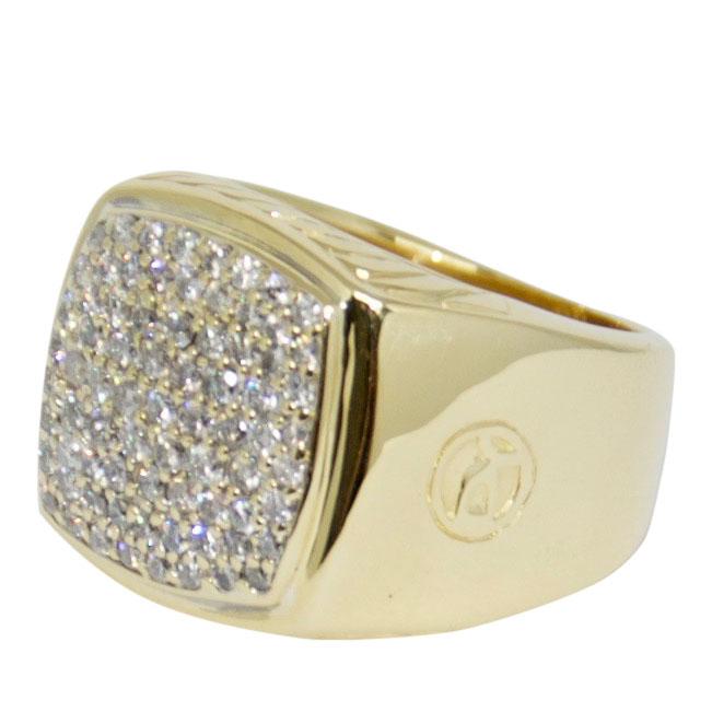 David Yurman 18k Gold Pave Diamond Signet Ring