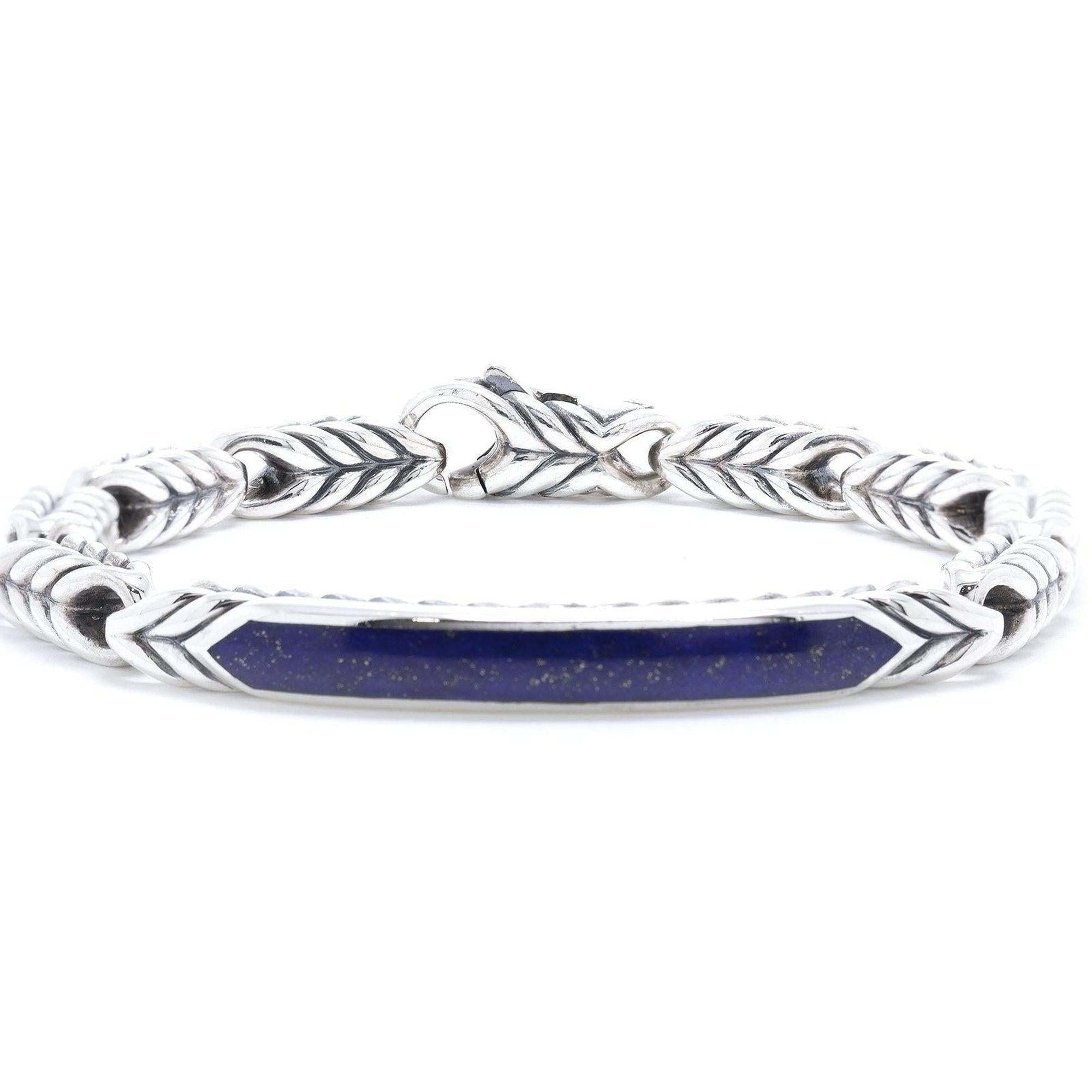 David Yurman Chevron ID Link Bracelet with Blue Lapis