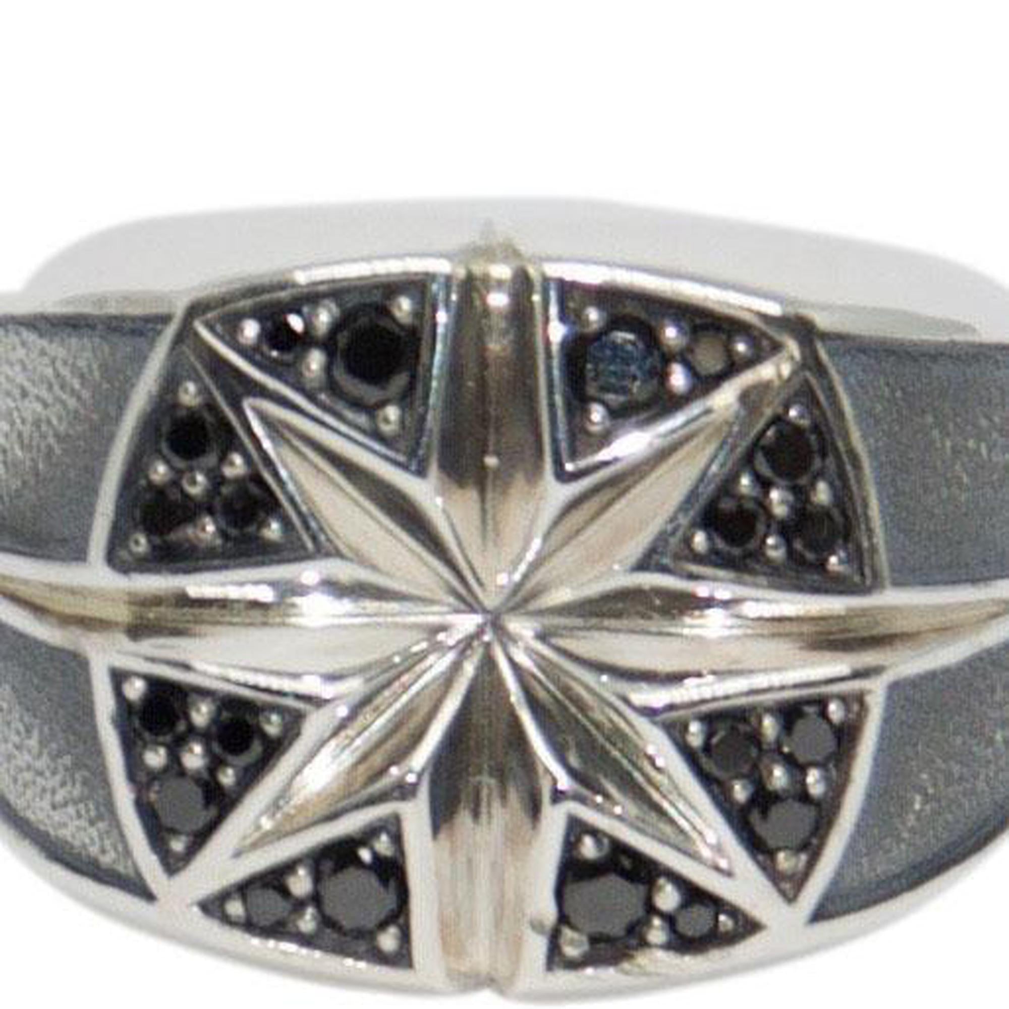David Yurman Metallic Maritime North Star Signet Ring with Black Diamonds