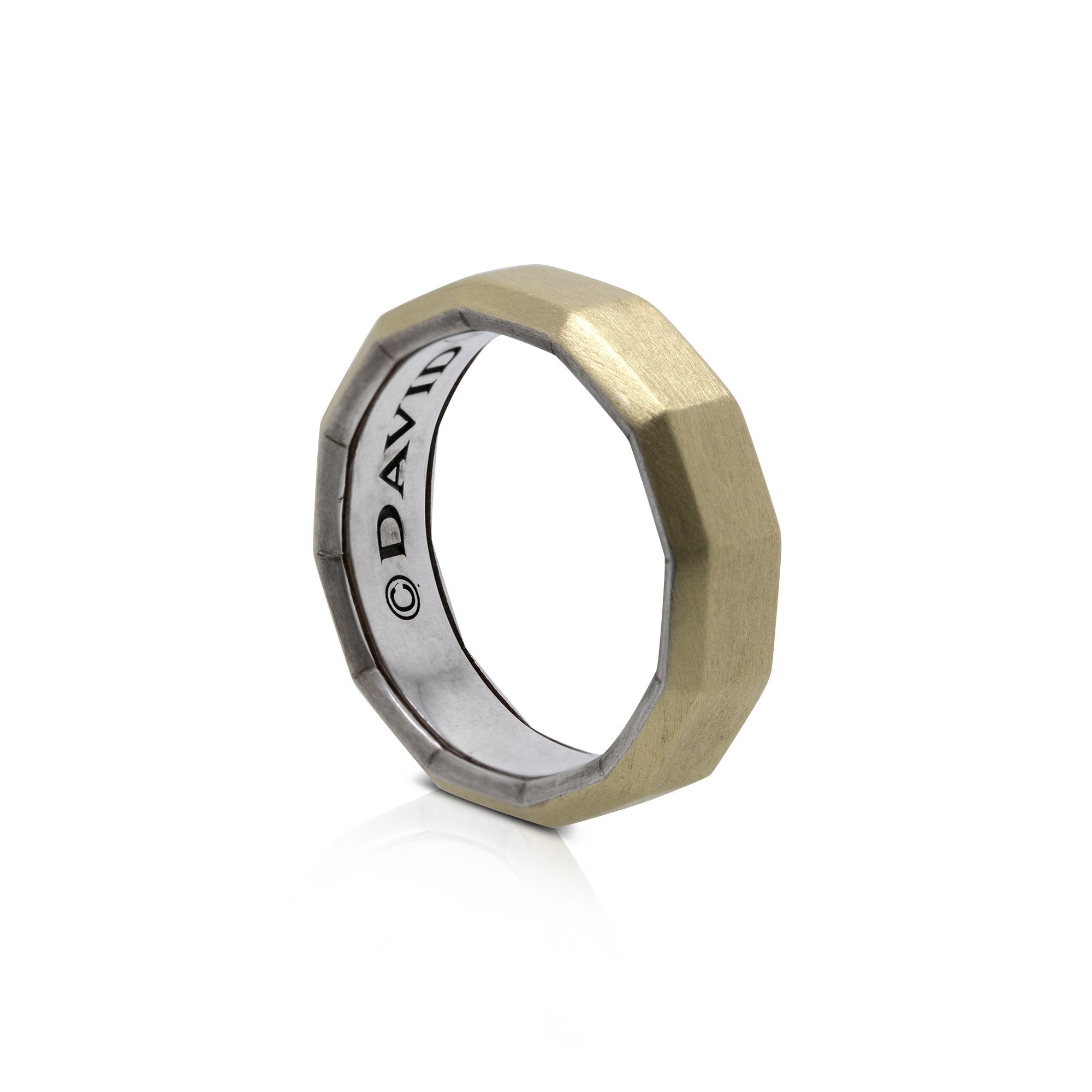 David Yurman Two-Tone Faceted Metal Band Ring