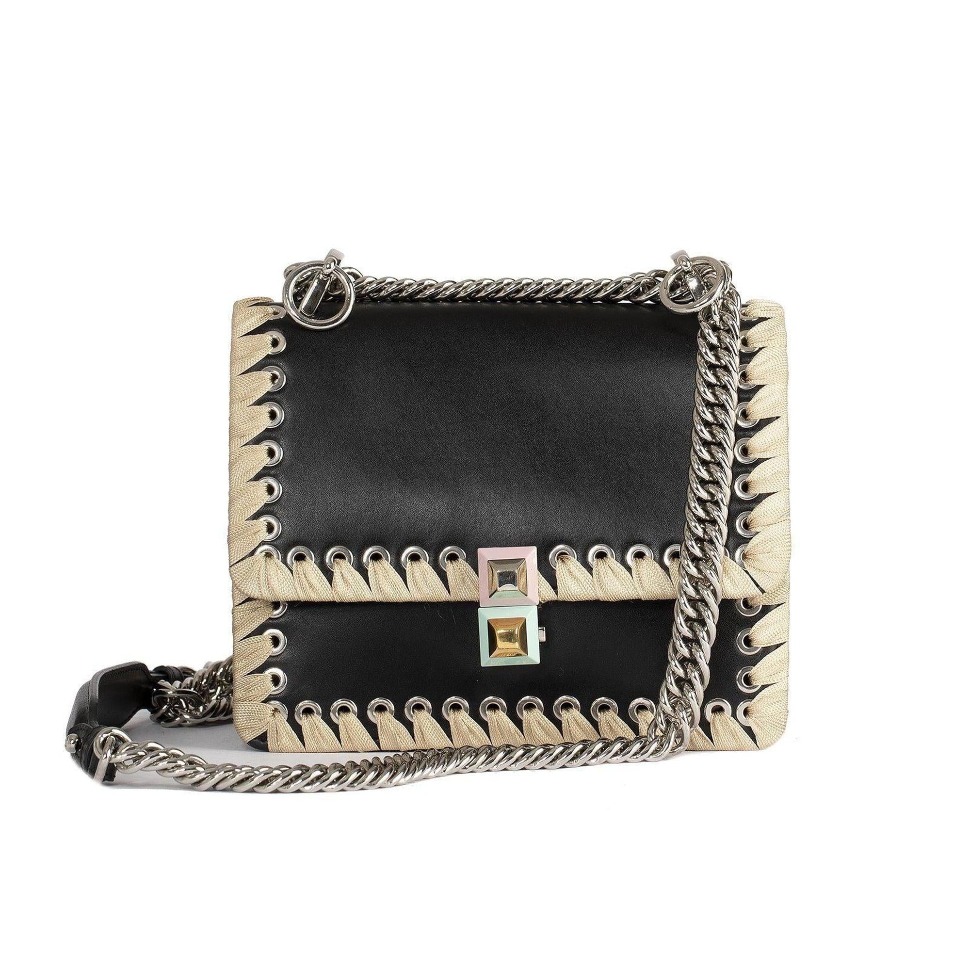 Fendi Kan I Ribbon Whipstitch Small Shoulder Bag