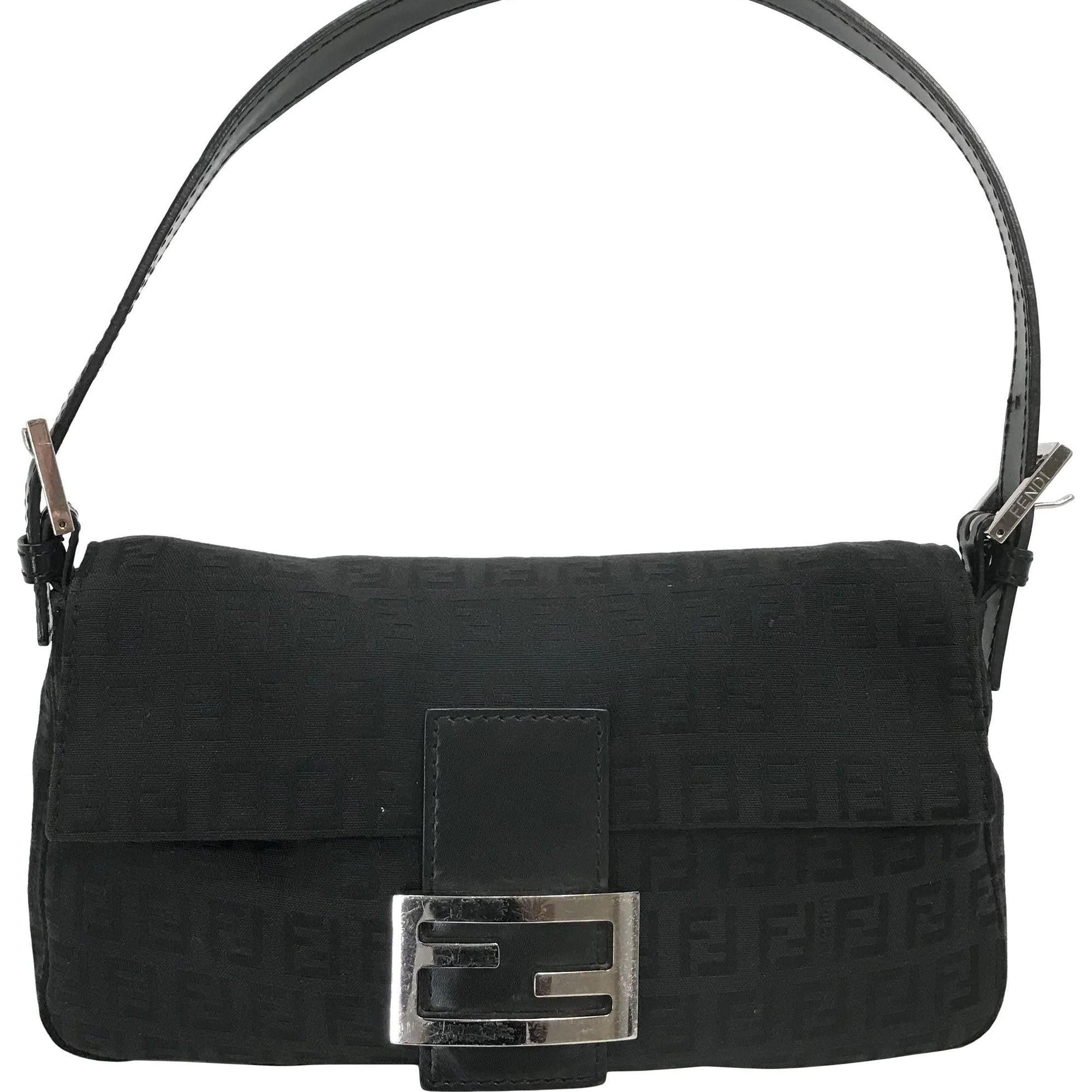 Fendi Leather-Trimmed Zucca Baguette