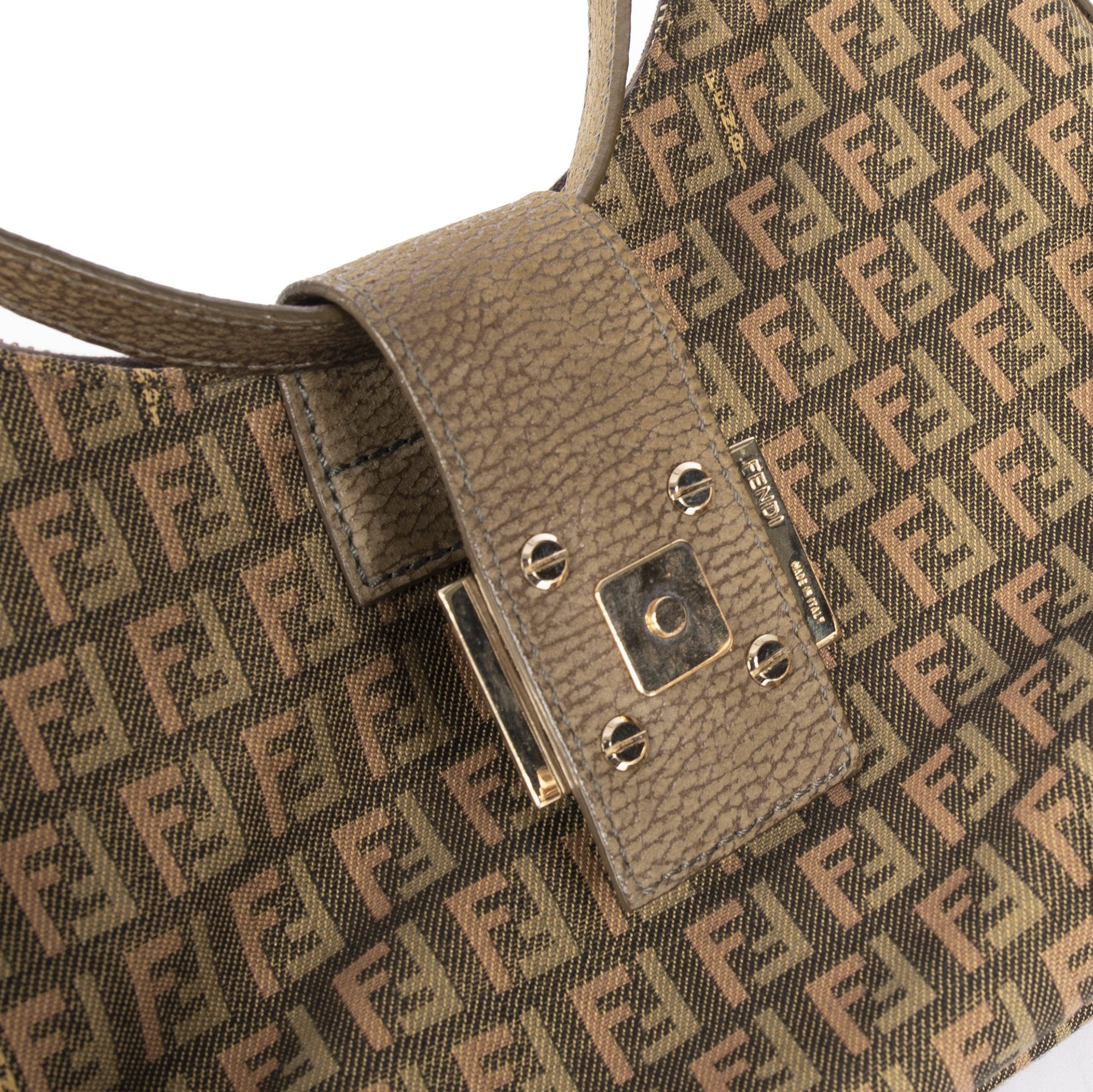 Fendi Leather-Trimmed Zucchino Sweety Hobo