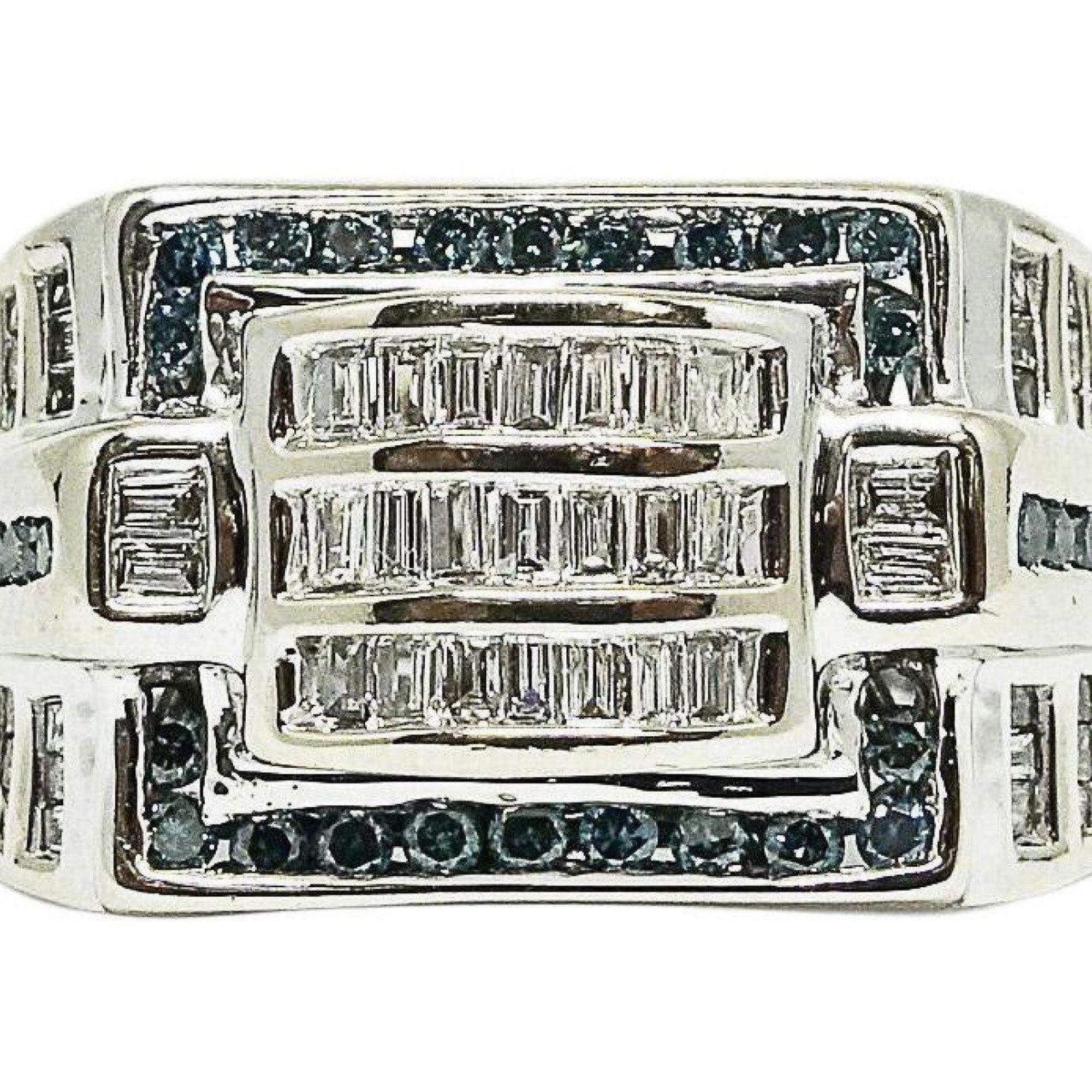 Gent's White and Blue Diamond Ring