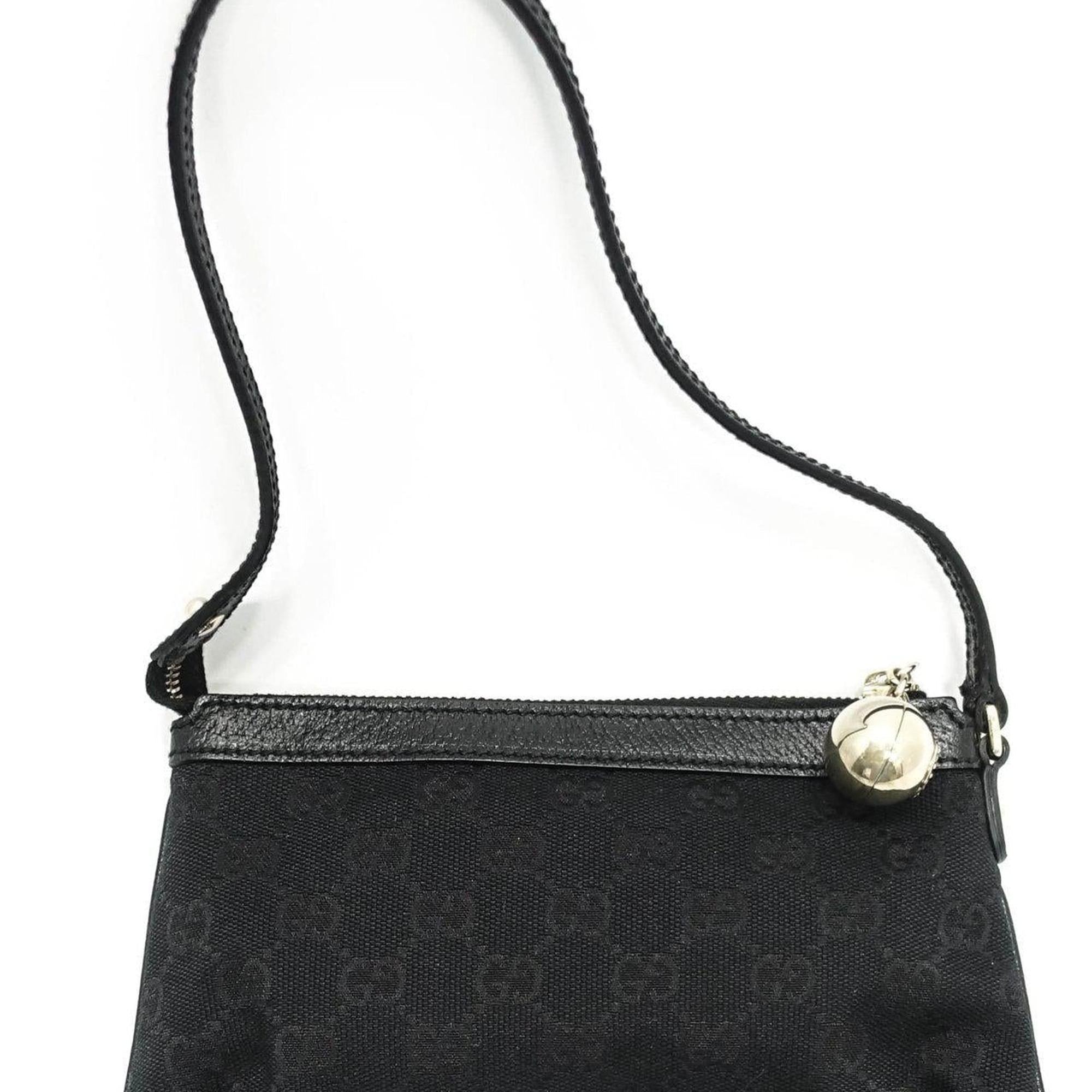 Gucci Black GG Canvas Charm Pochette