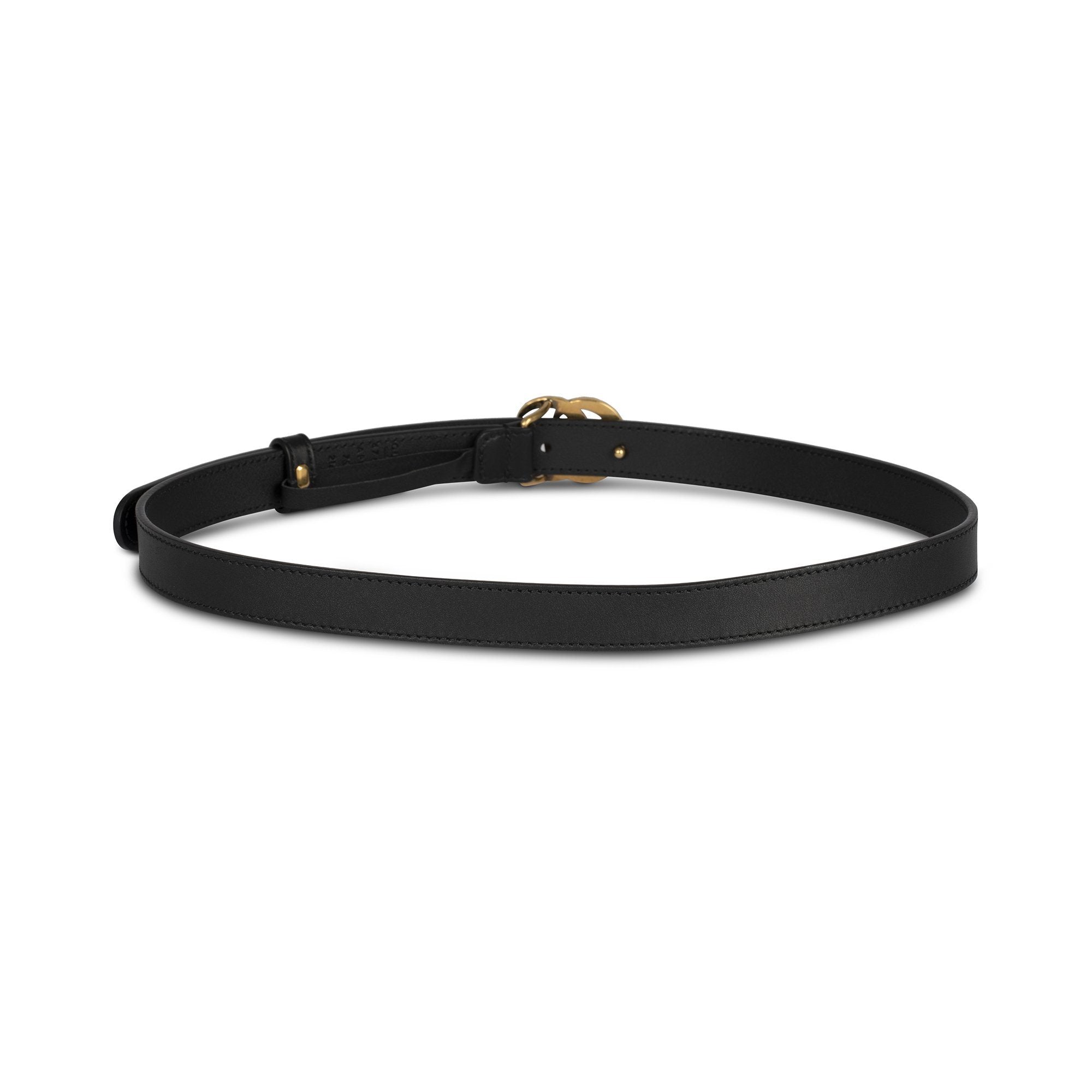 Gucci Black Leather Belt with Pearl Double G Buckle