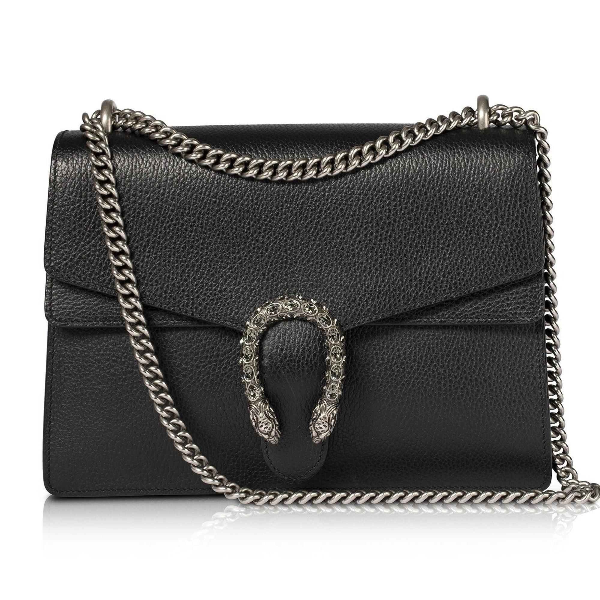 Gucci Black Leather Dionysus Medium Shoulder Bag