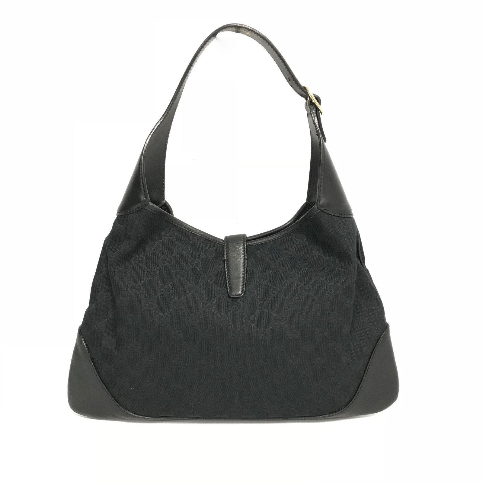Gucci Black Monogram Web Jackie O Hobo Bag