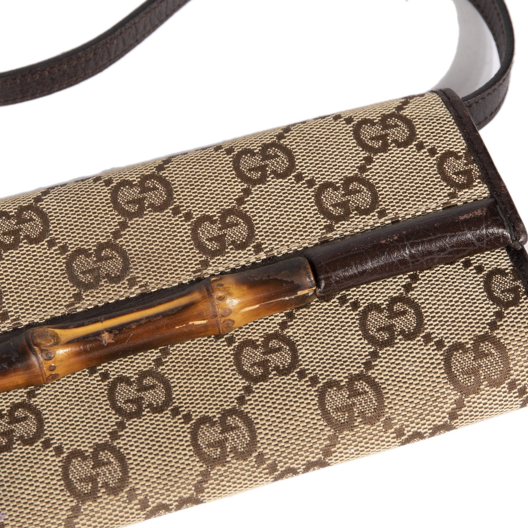 Gucci GG Canvas Bamboo Bar Clutch