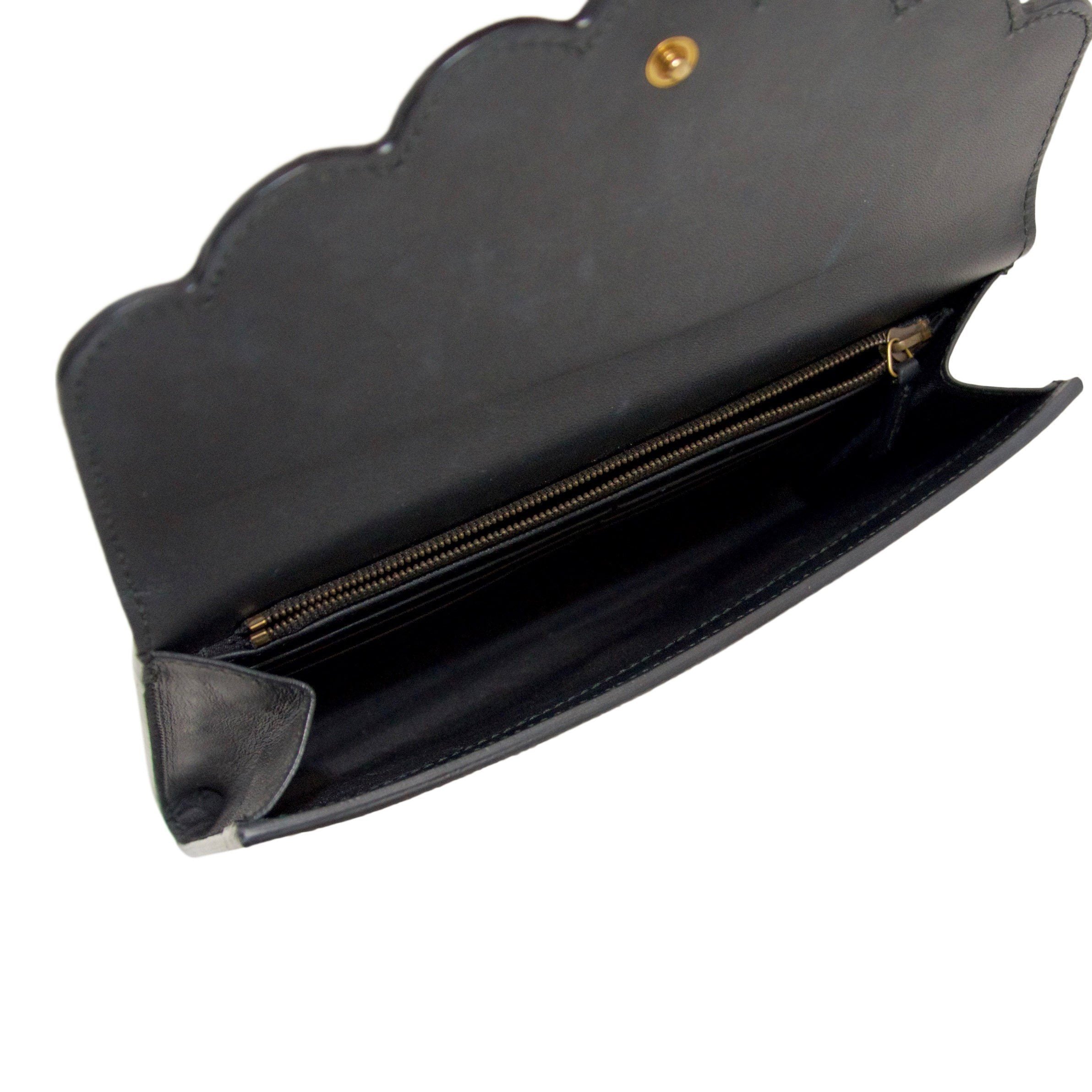 Gucci GG Canvas Supreme Pearl Studded and Black Leather Clutch