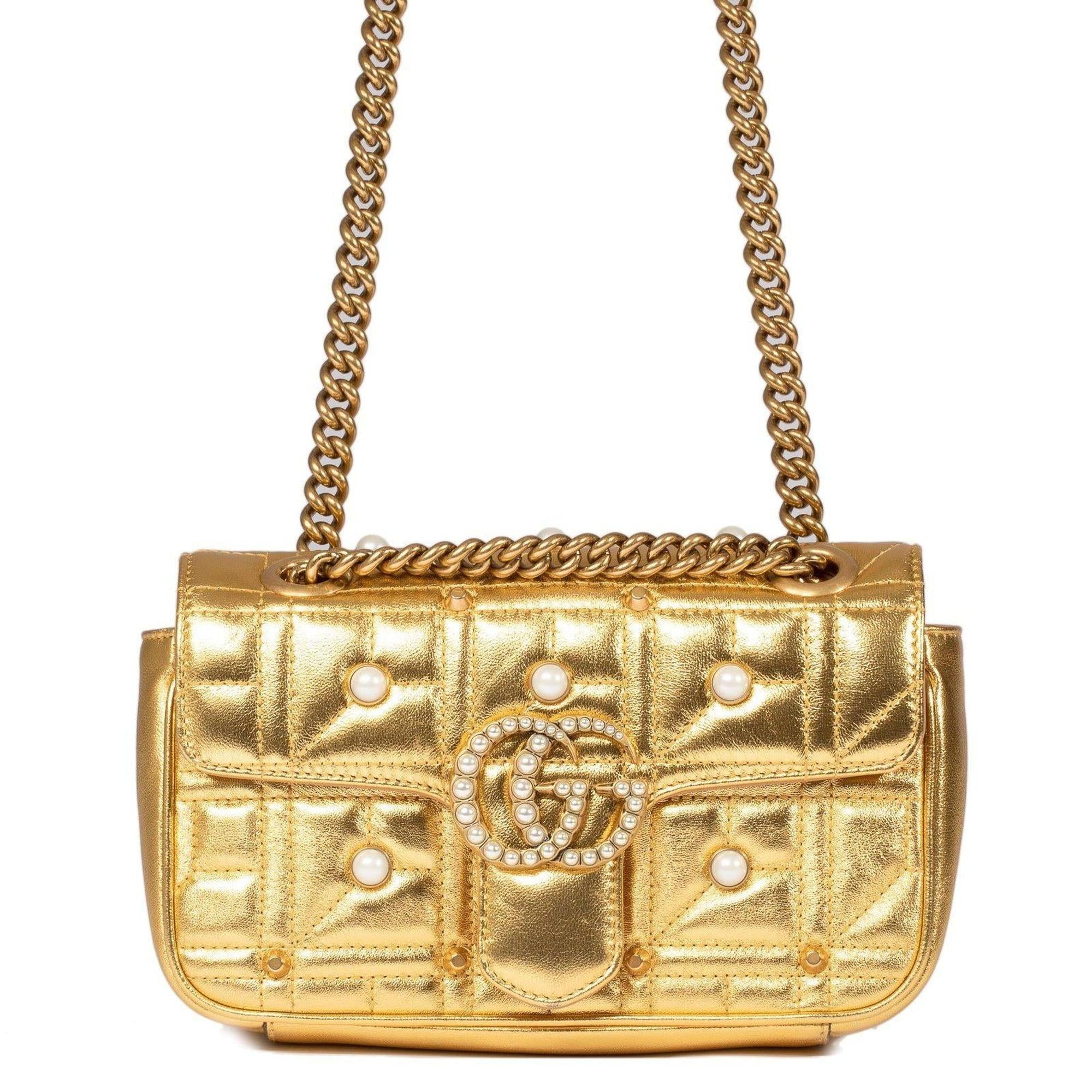 Gucci Mini Faux Pearl Marmont Matelasse Bag