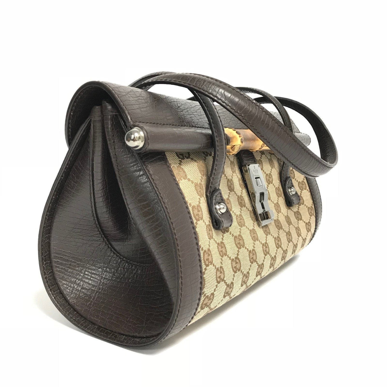 Gucci Monogram Bamboo Bullet Satchel