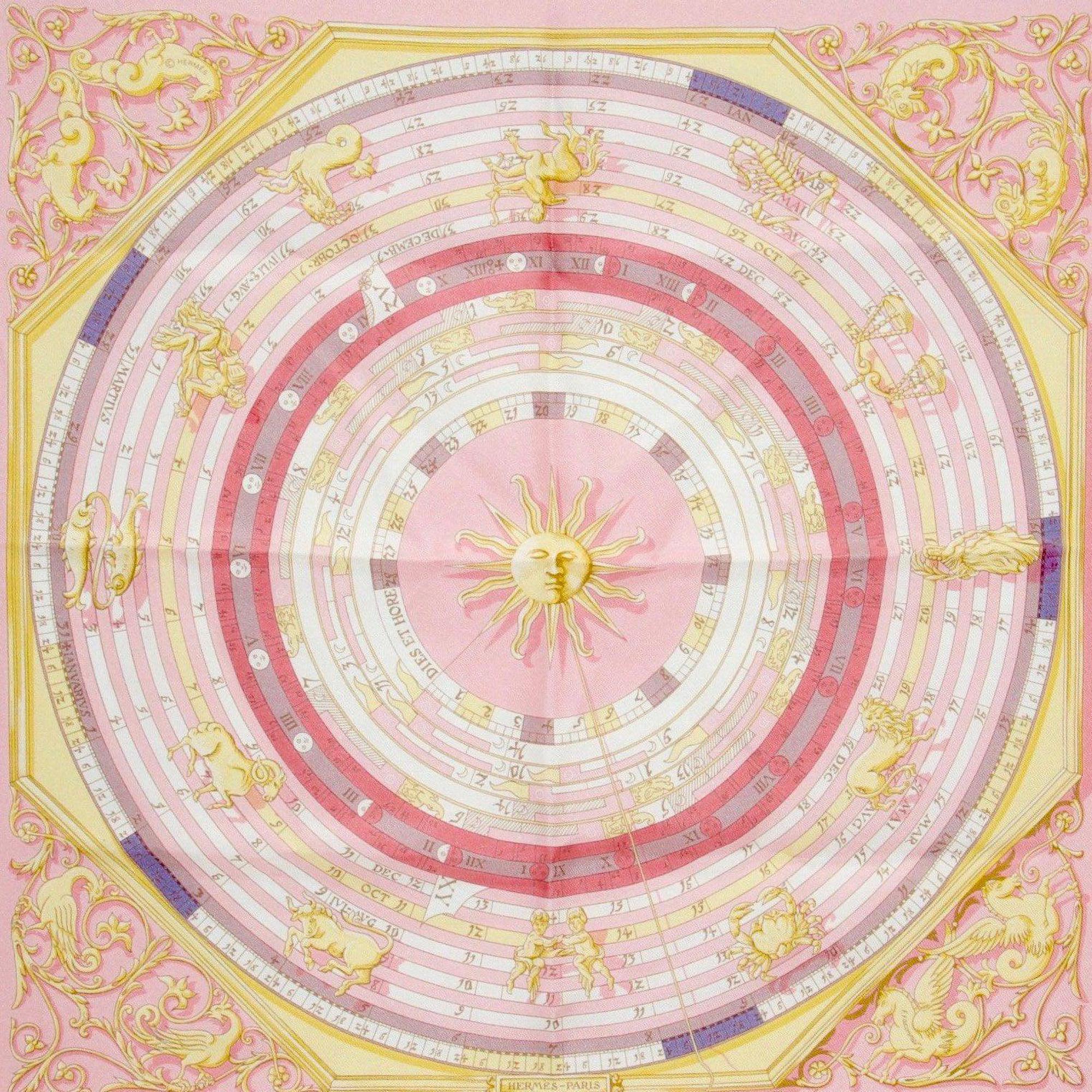 Hermes "Dies Et Hore" Silk Pocket Square