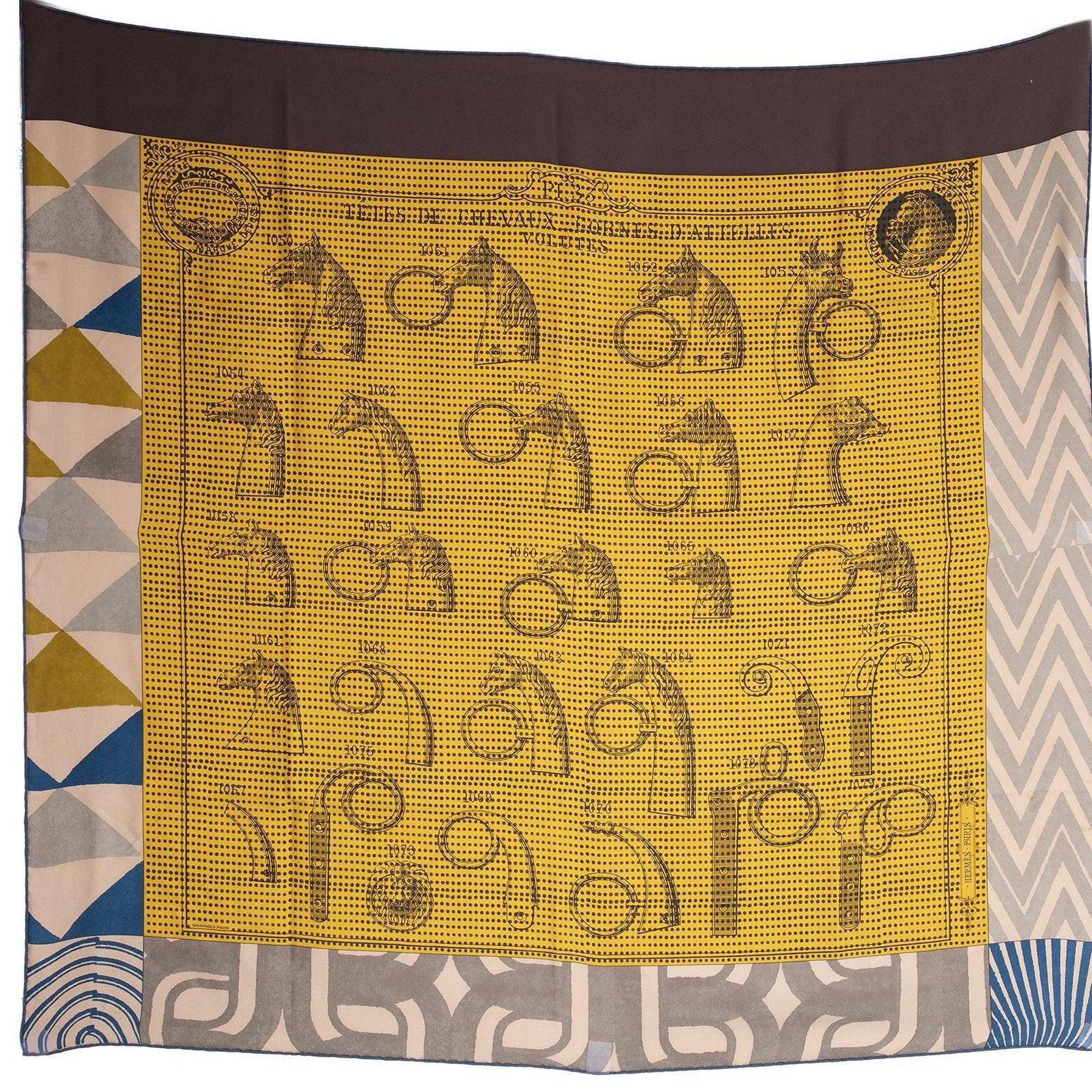 Hermes "Manufacture De Boucleries" Detail Wash Silk Scarf