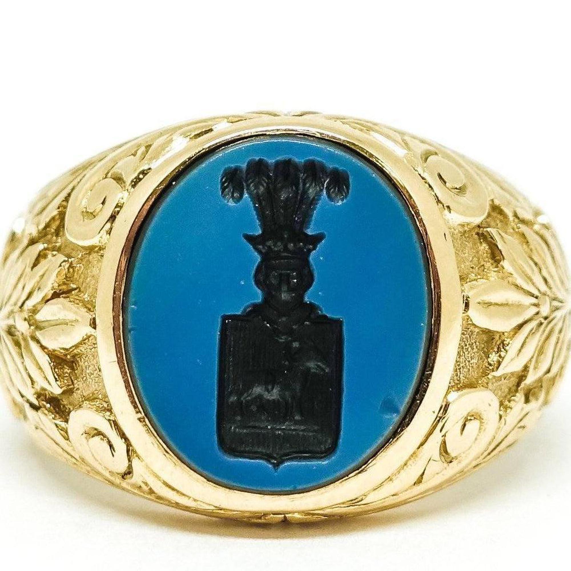 Men's Antique Carved Cut Onyx Ring