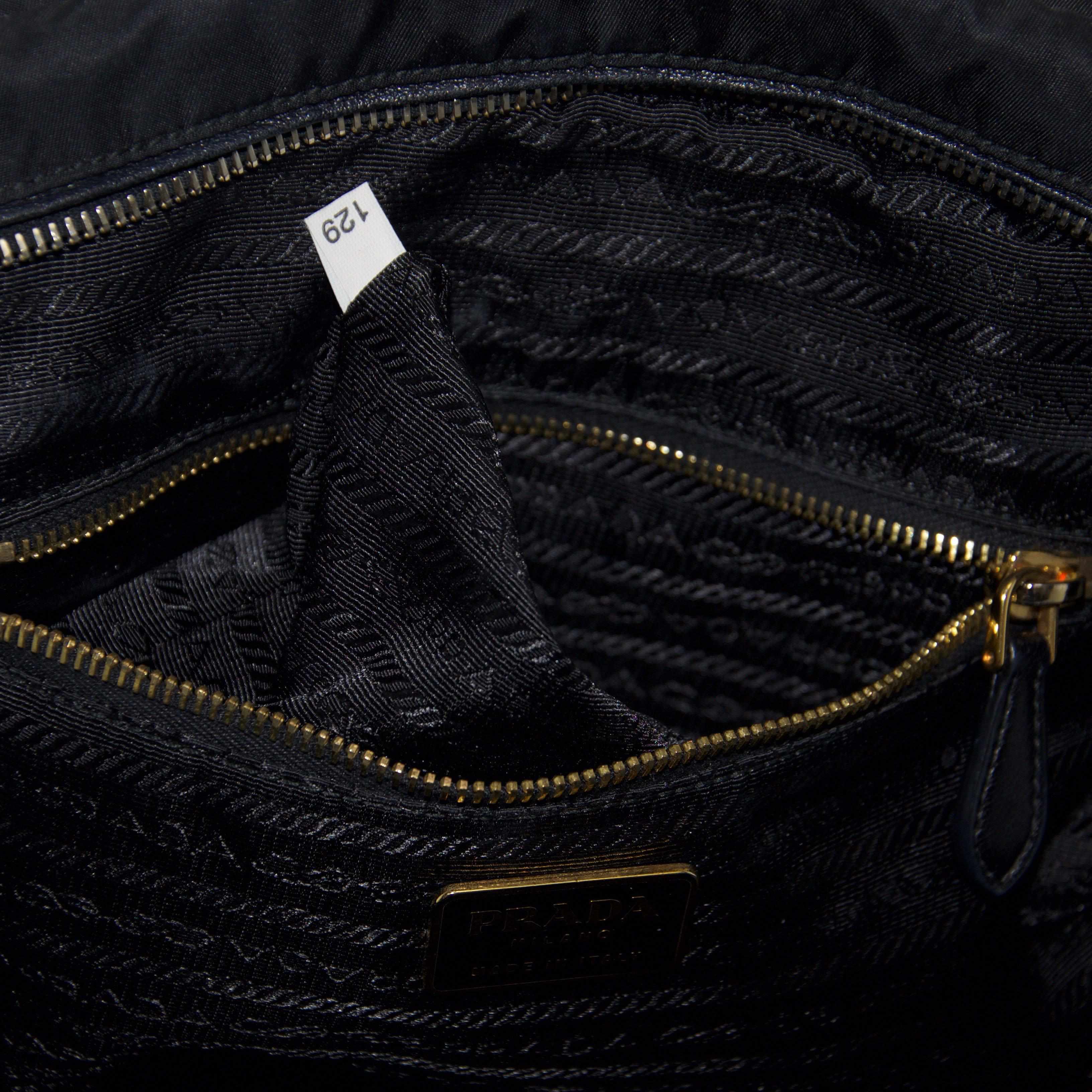 Prada Black Nylon and Leather-Trimmed Two Way Handbag
