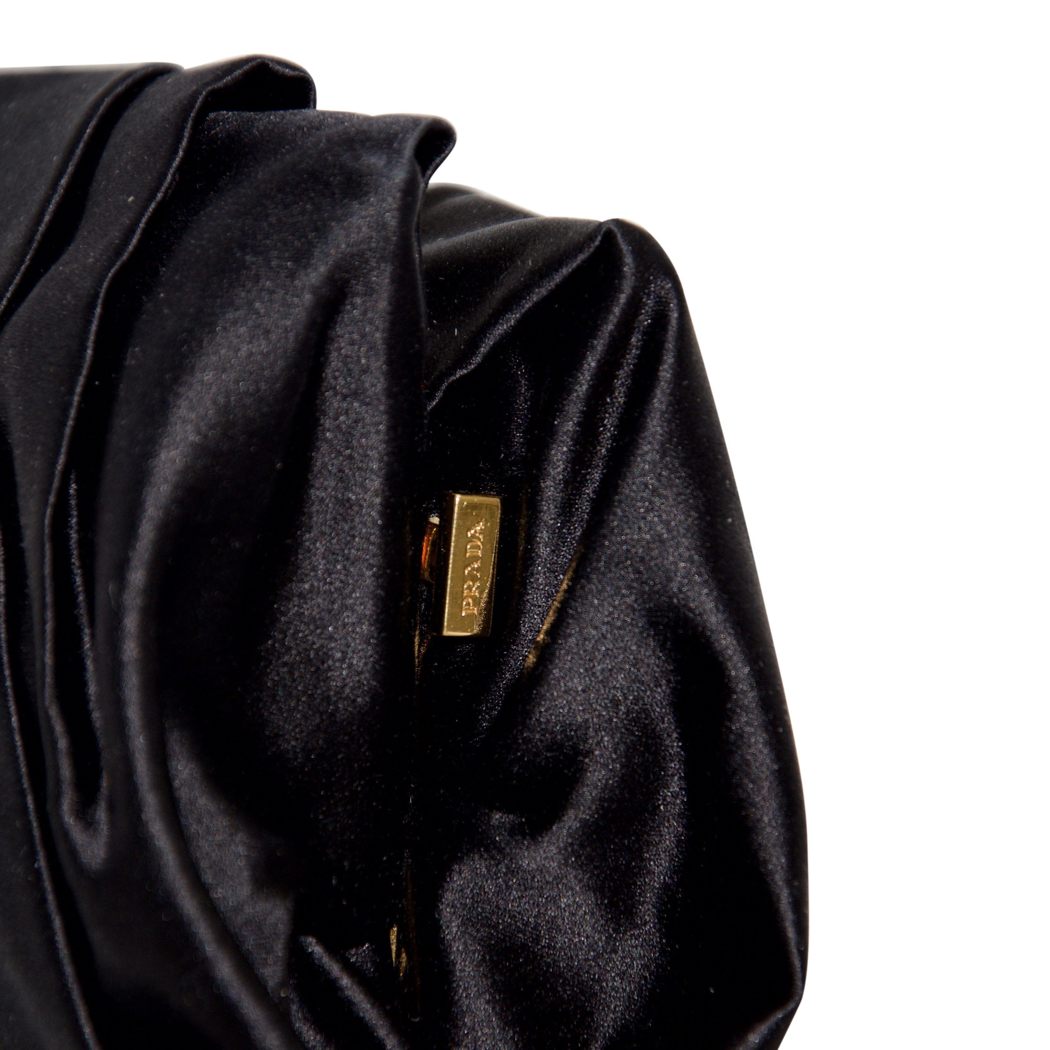 Prada Black Pleated Raso Clutch
