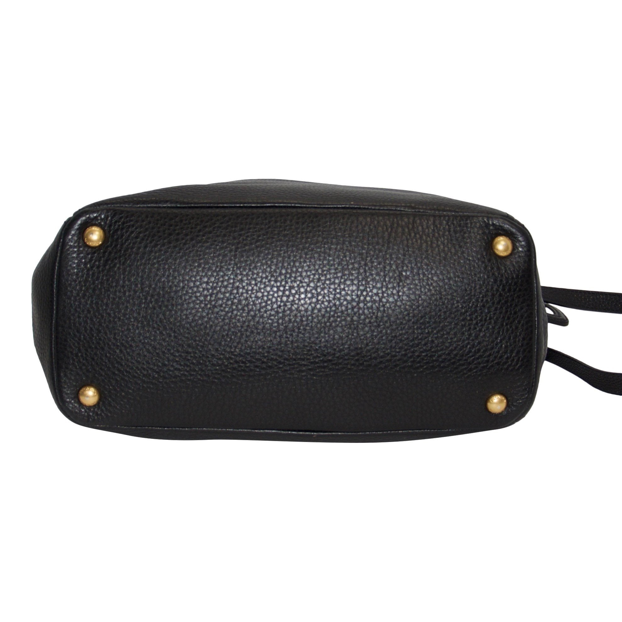 Prada Black Vitello Daino Side Pocket Hobo