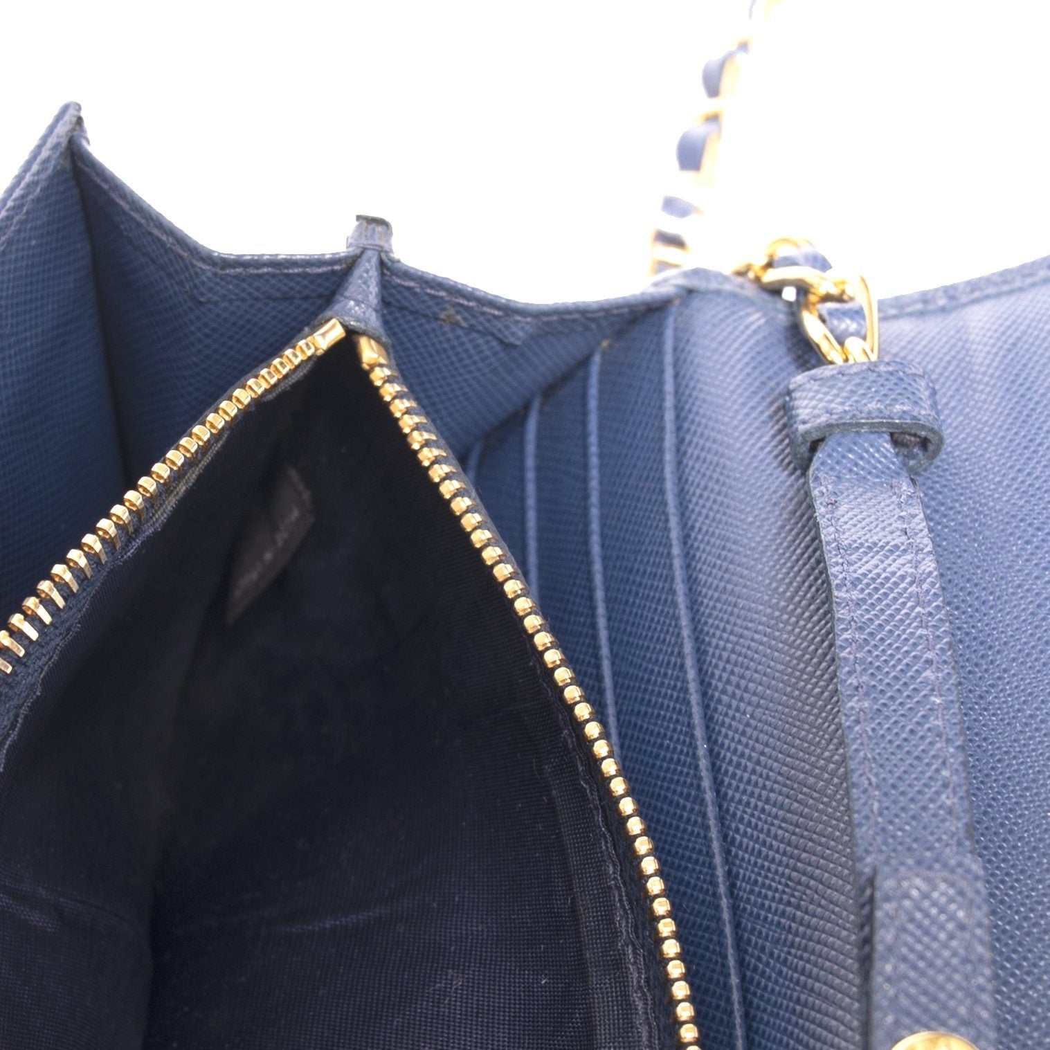 Prada Blue Saffiano Wallet on Chain