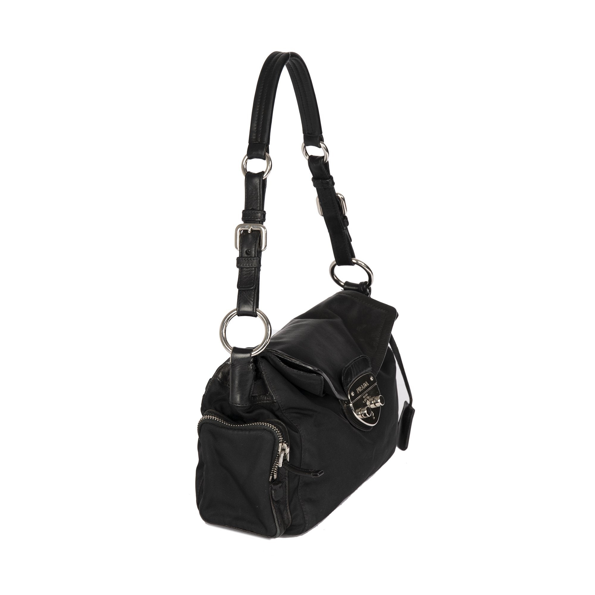 Prada Easy Tessuto Leather-Trimmed Bag