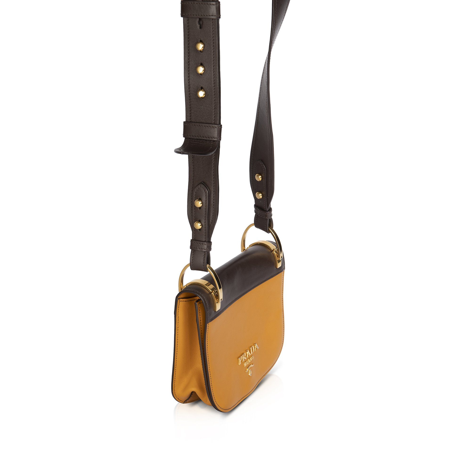 Prada Pionniere City Calf Saddle Crossbody Bag