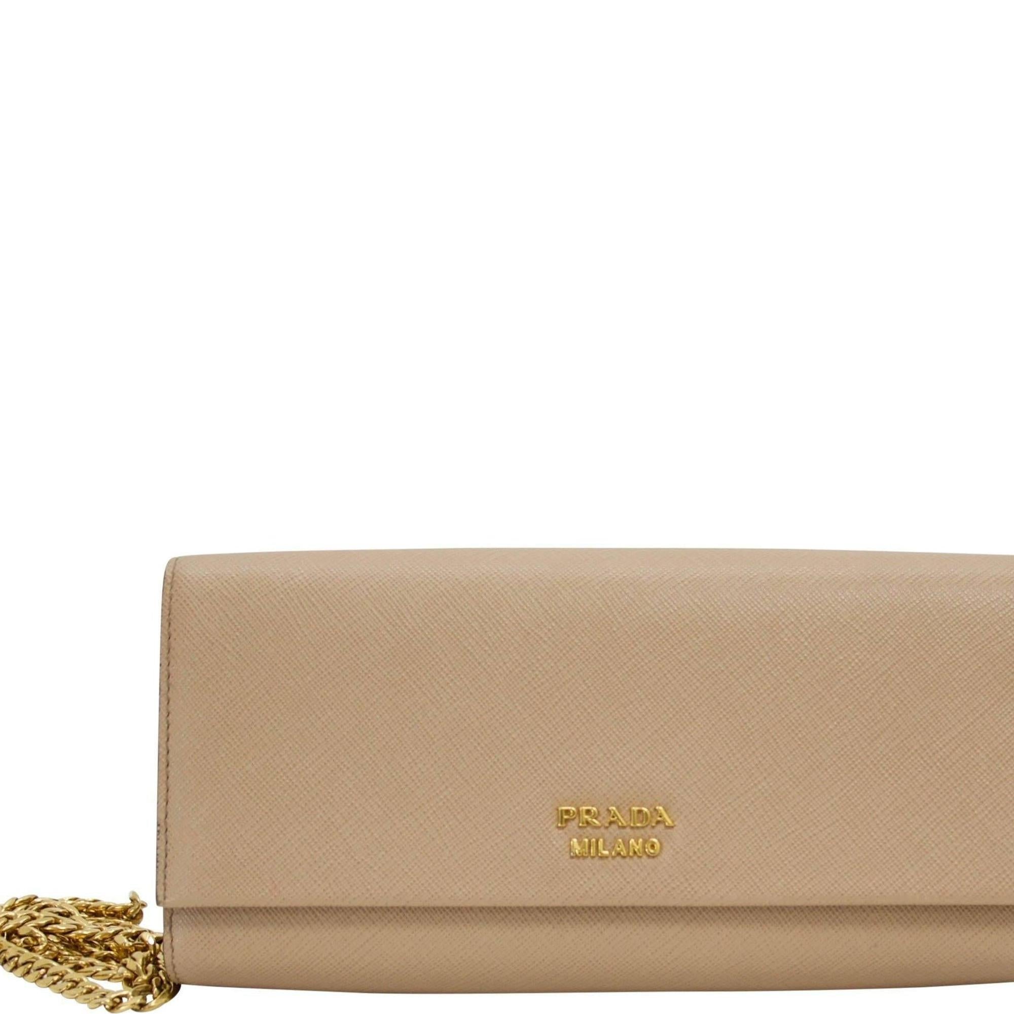 Prada Saffiano Frame Clutch with Chain