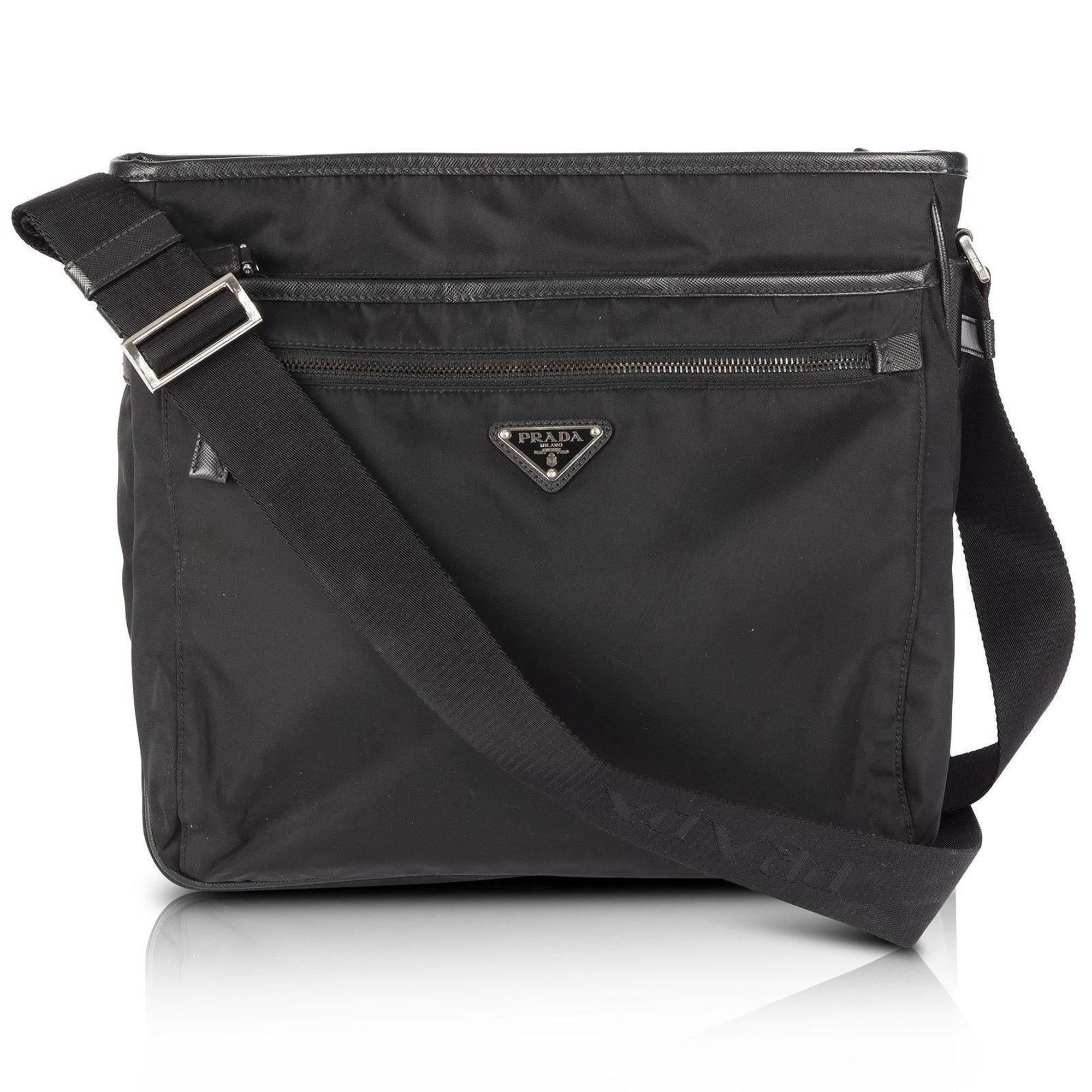 Prada Saffiano-Trimmed Tessuto Nylon Messenger Bag