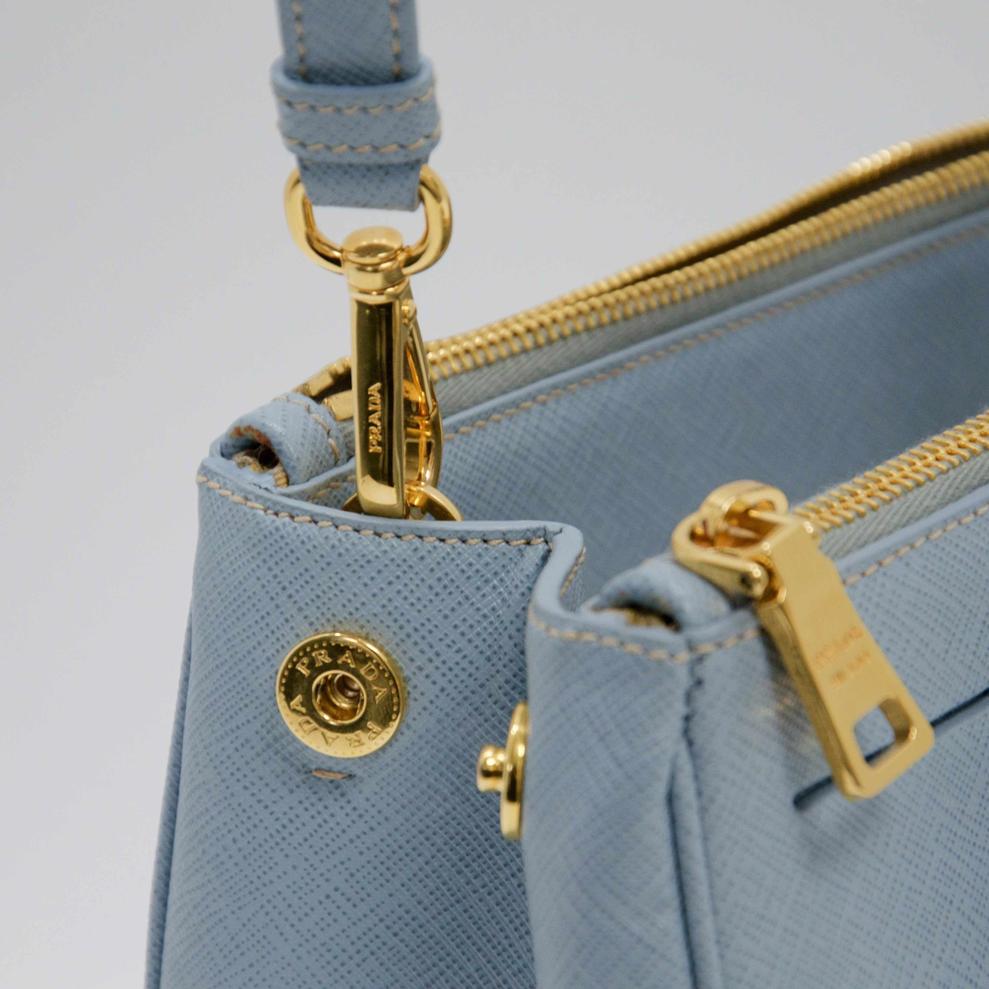 Prada Small Saffiano Lux Double Zip Tote