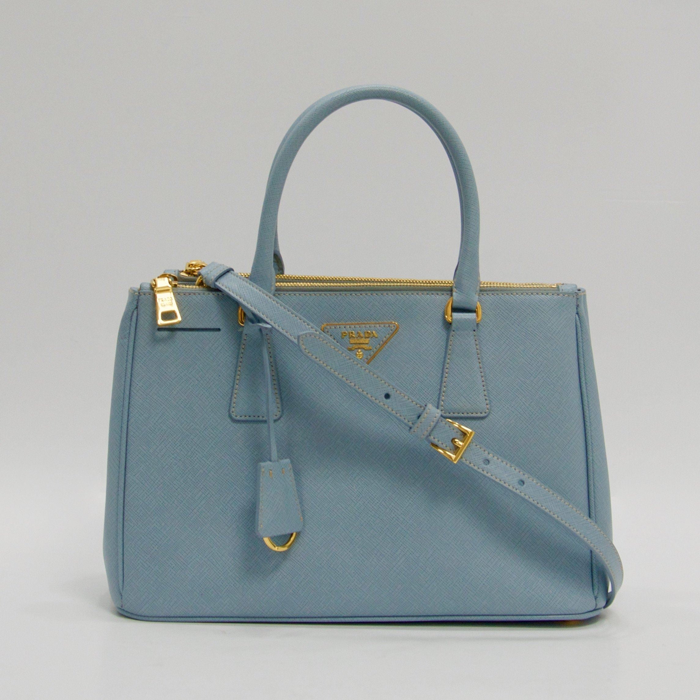 Prada Small Saffiano Lux Double Zip Tote