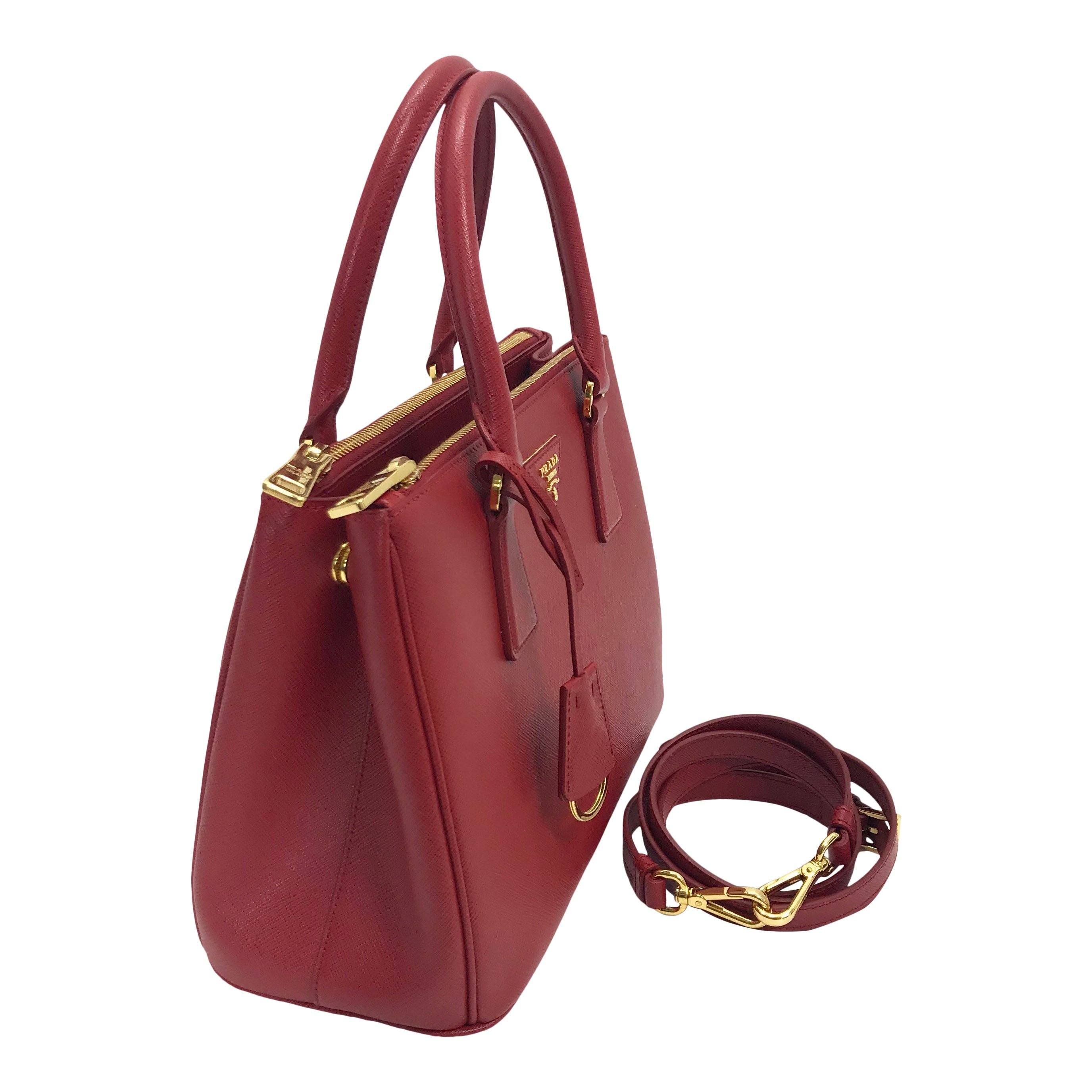 Prada Small Saffiano Lux Galleria Double Zip Tote