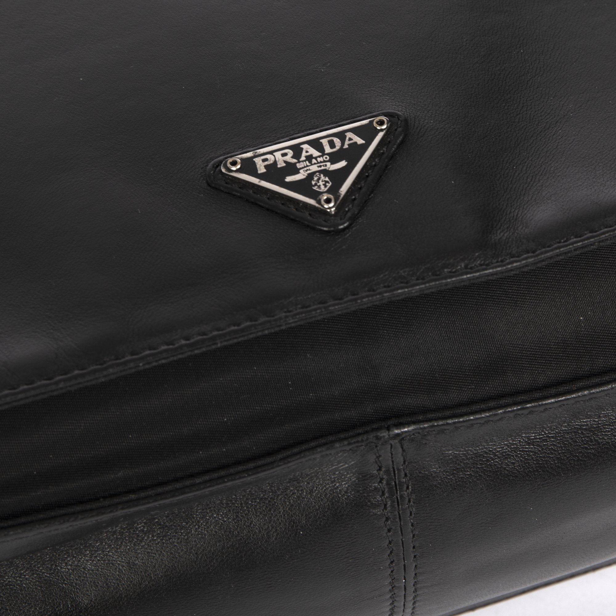 Prada Vintage Leather-Trimmed Tessuto Nylon Messenger Bag