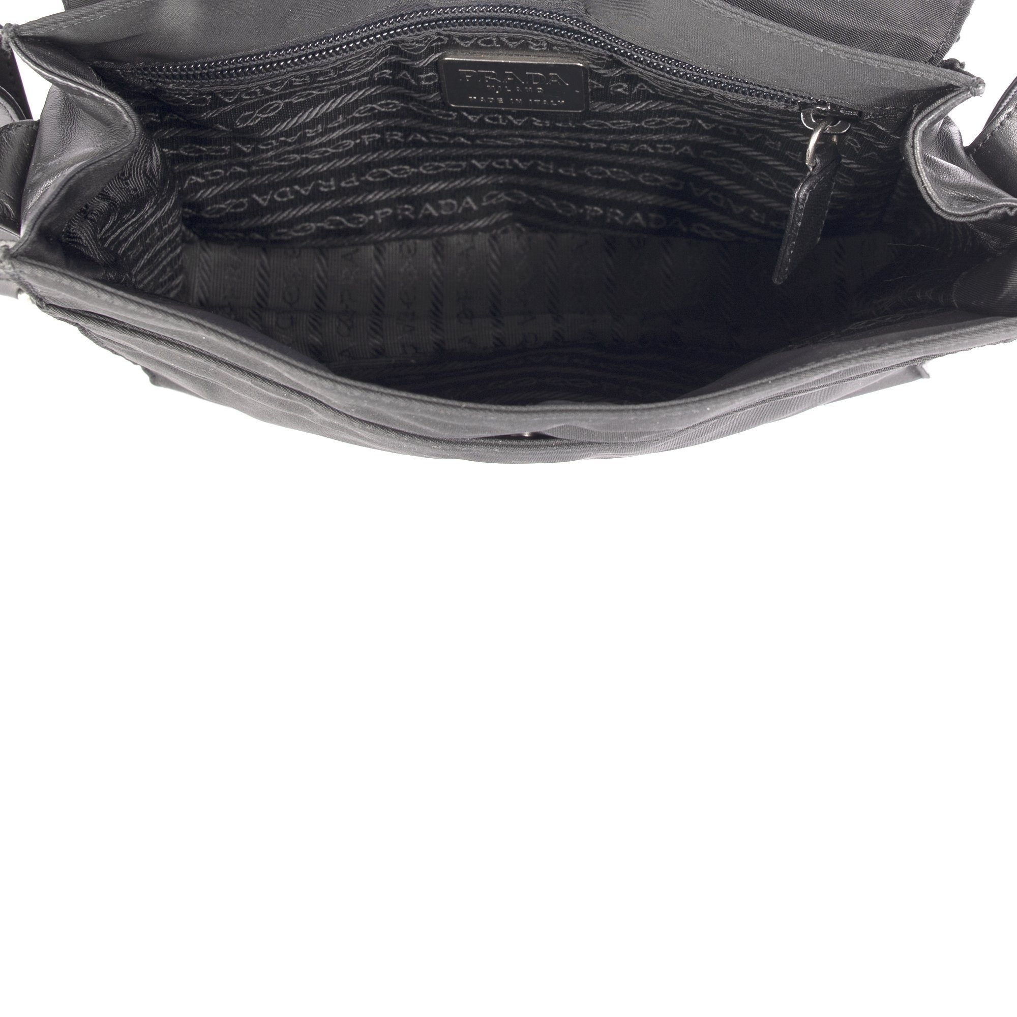 Prada Vintage Leather-Trimmed Tessuto Nylon Messenger Bag