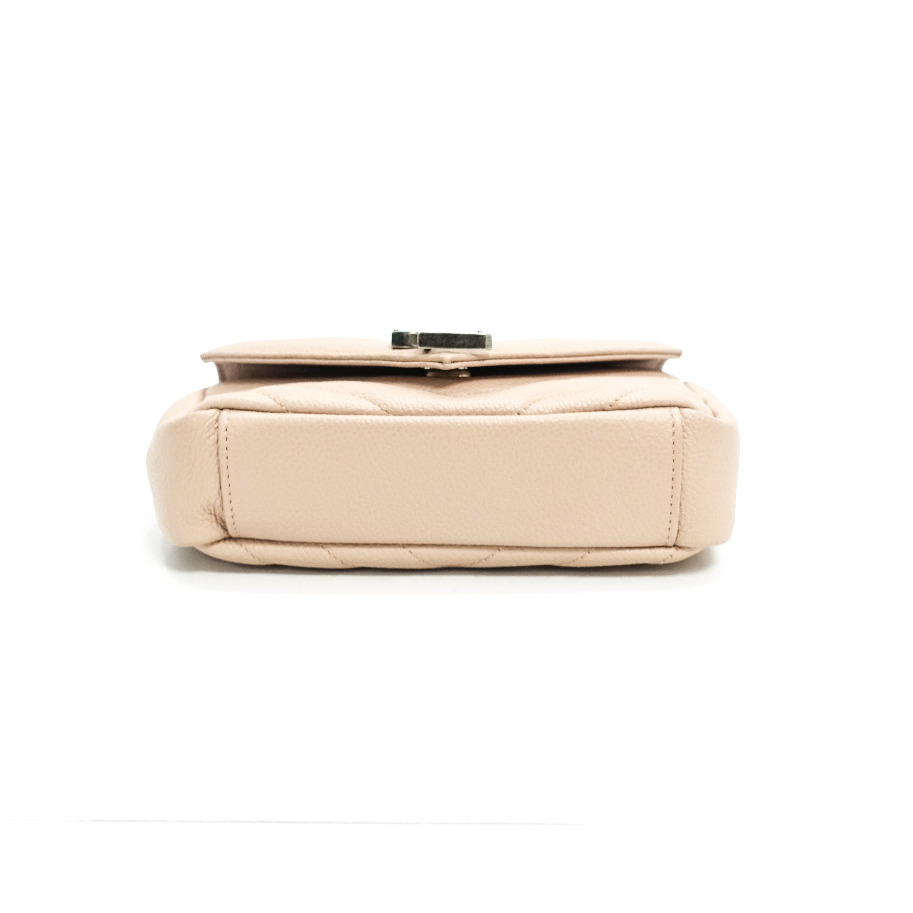 YSL Pink Wallet Baby Chain Matelasse Chevron Monogram Crossbody Bag