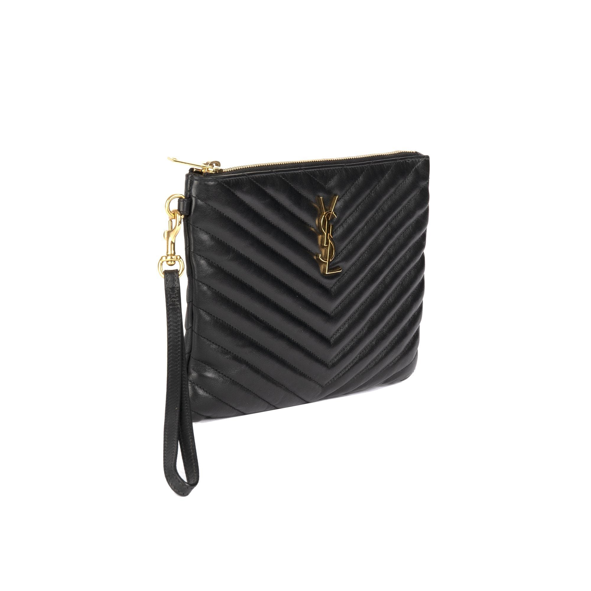 Yves Saint Laurent Matelasse Monogram Wristlet Pouch