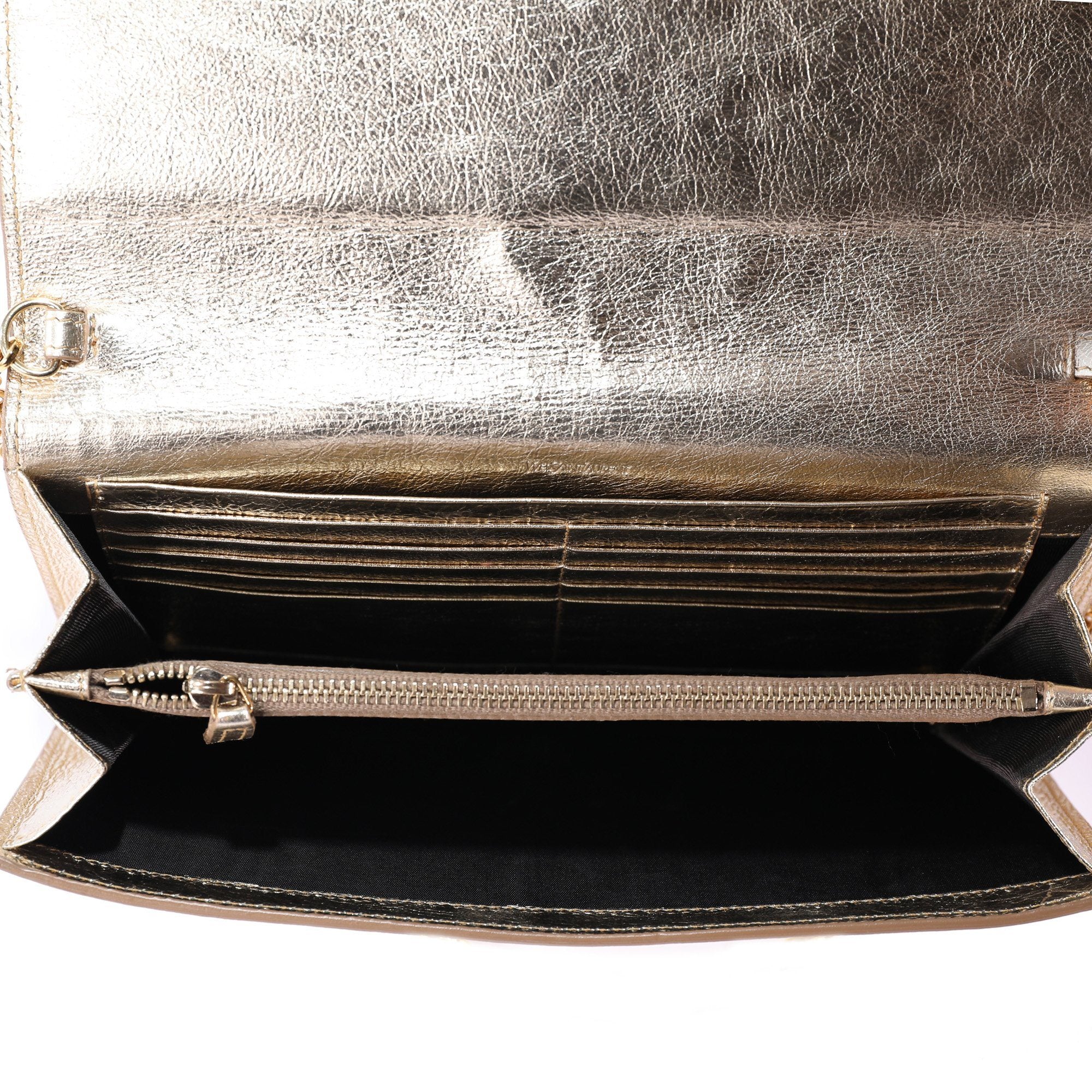 Yves Saint Laurent Metallic Belle Du Jour Chain Wallet