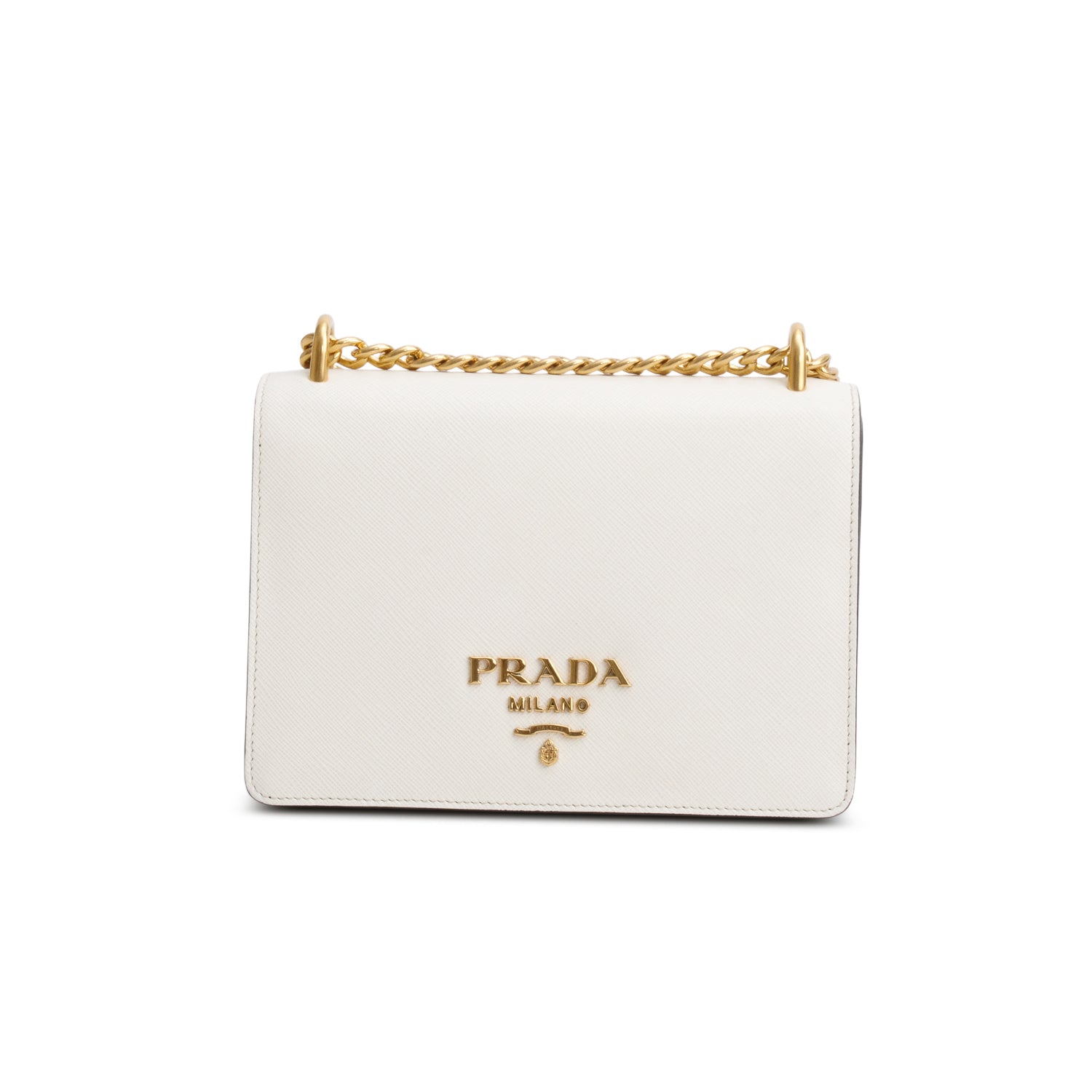 Prada White/Black Saffiano Lux Chain Shoulder Bag