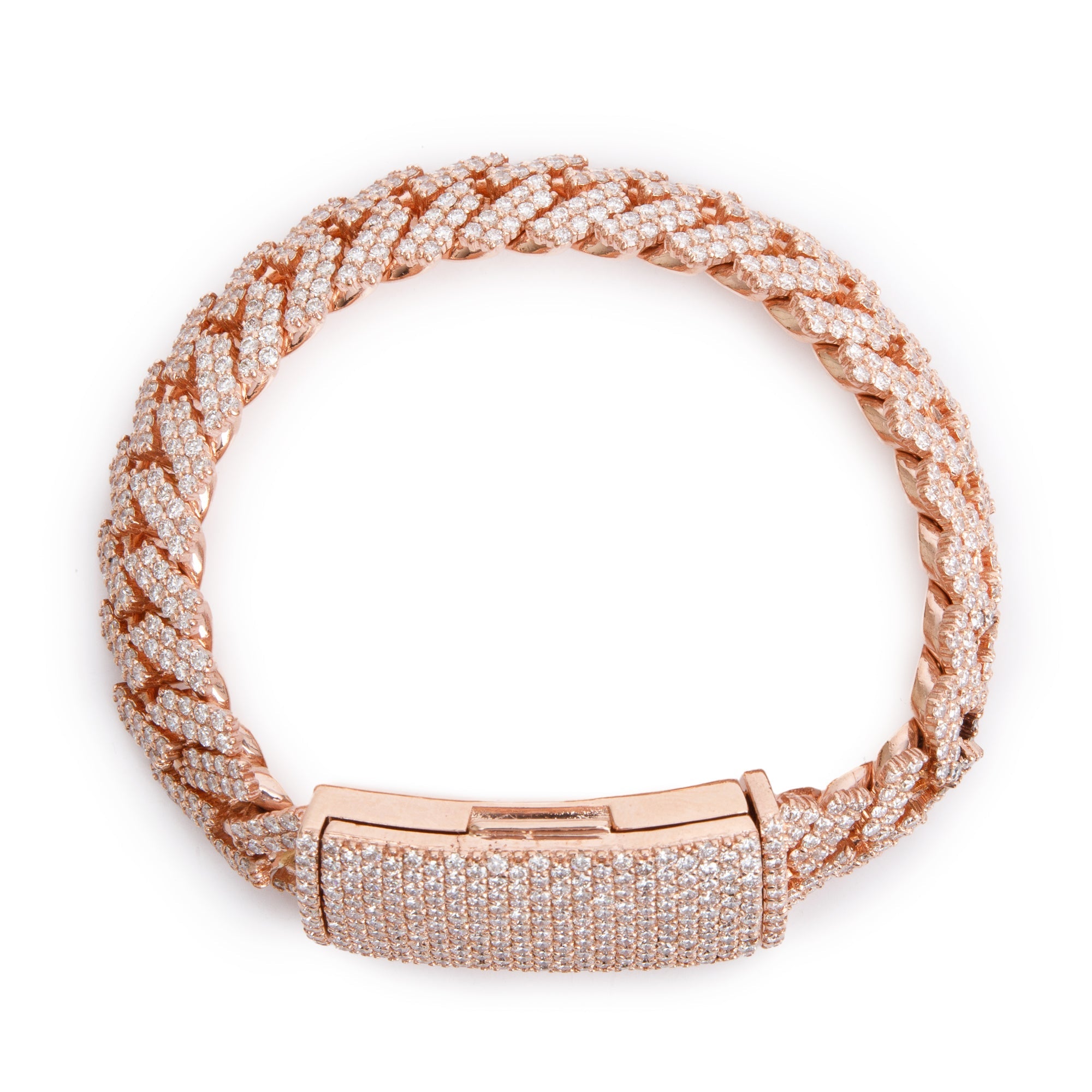 10k Rose Gold 17.13 tcw. Diamond Cuban Link Bracelet