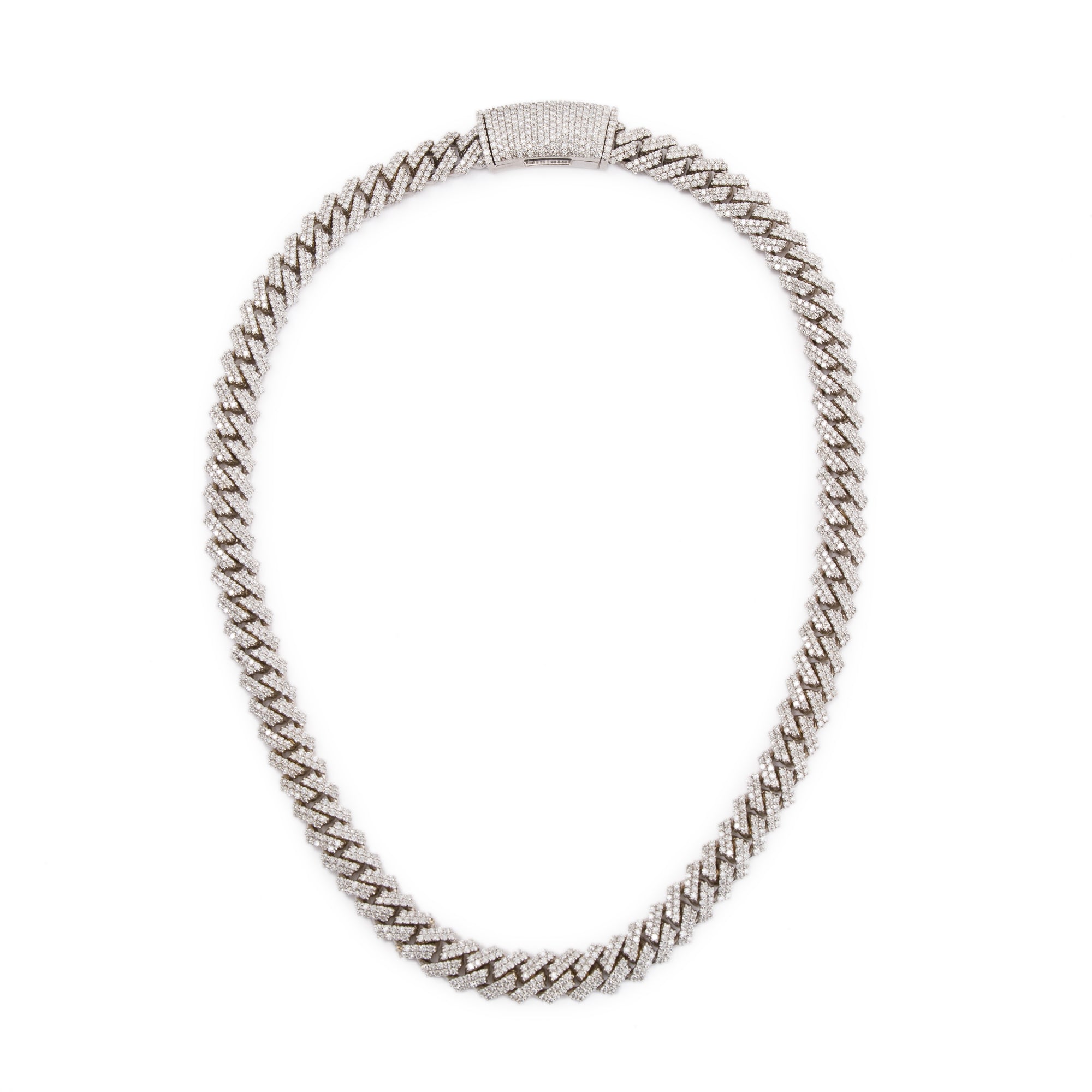 10k White Gold 17.83 tcw. Diamond Curb Link Necklace