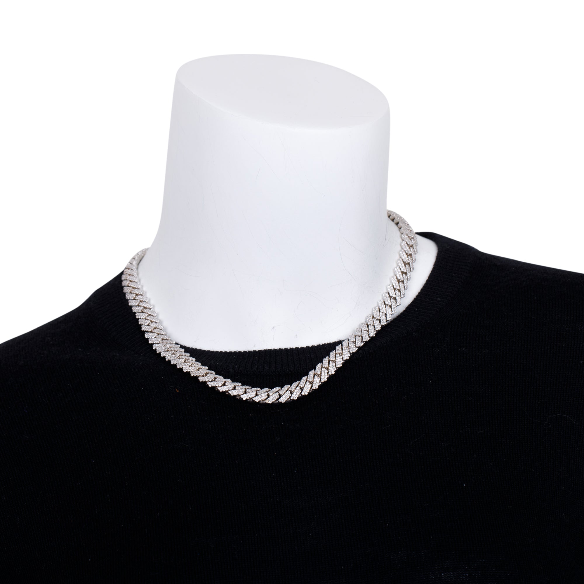 10k White Gold 17.83 tcw. Diamond Curb Link Necklace