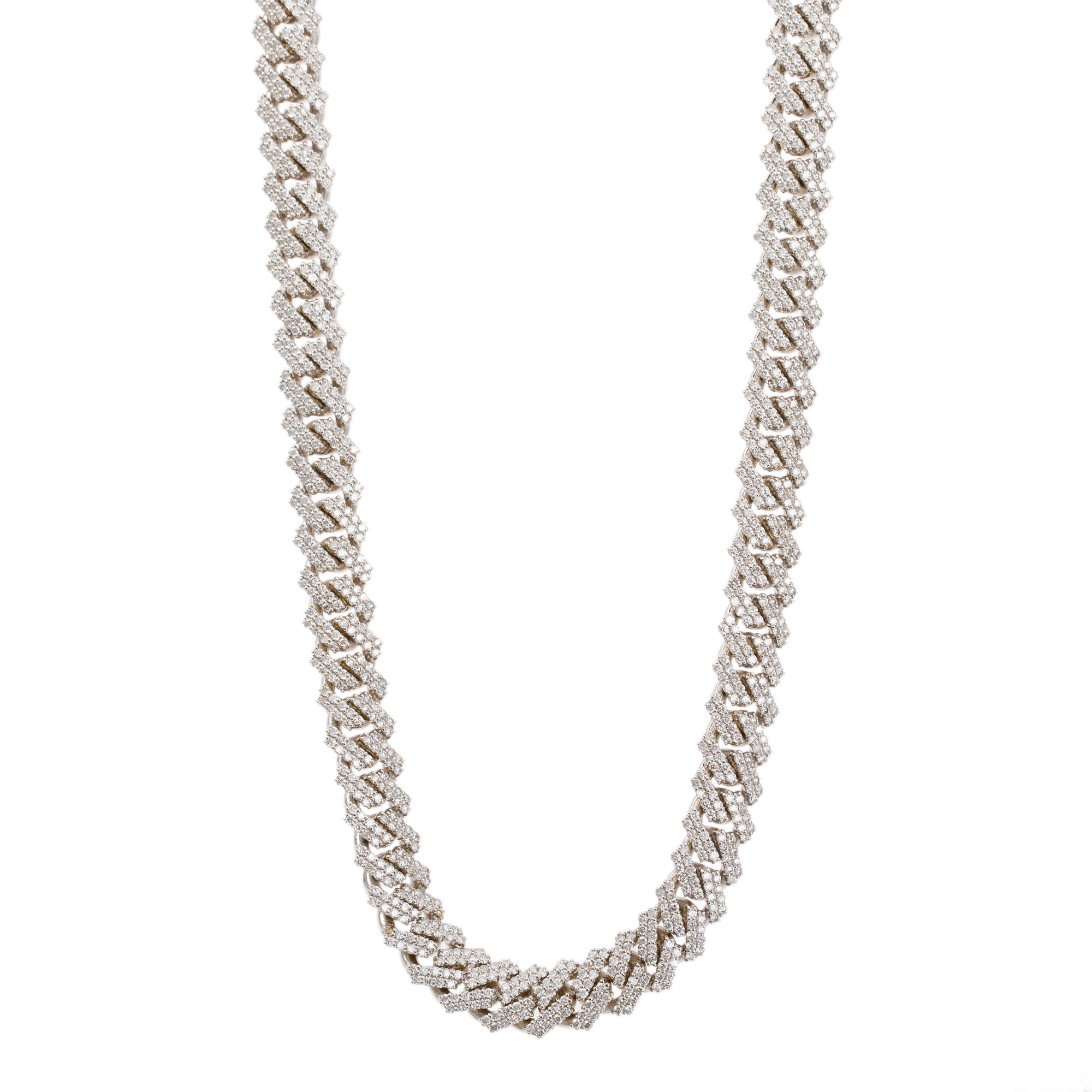 10k White Gold 17.83 tcw. Diamond Curb Link Necklace