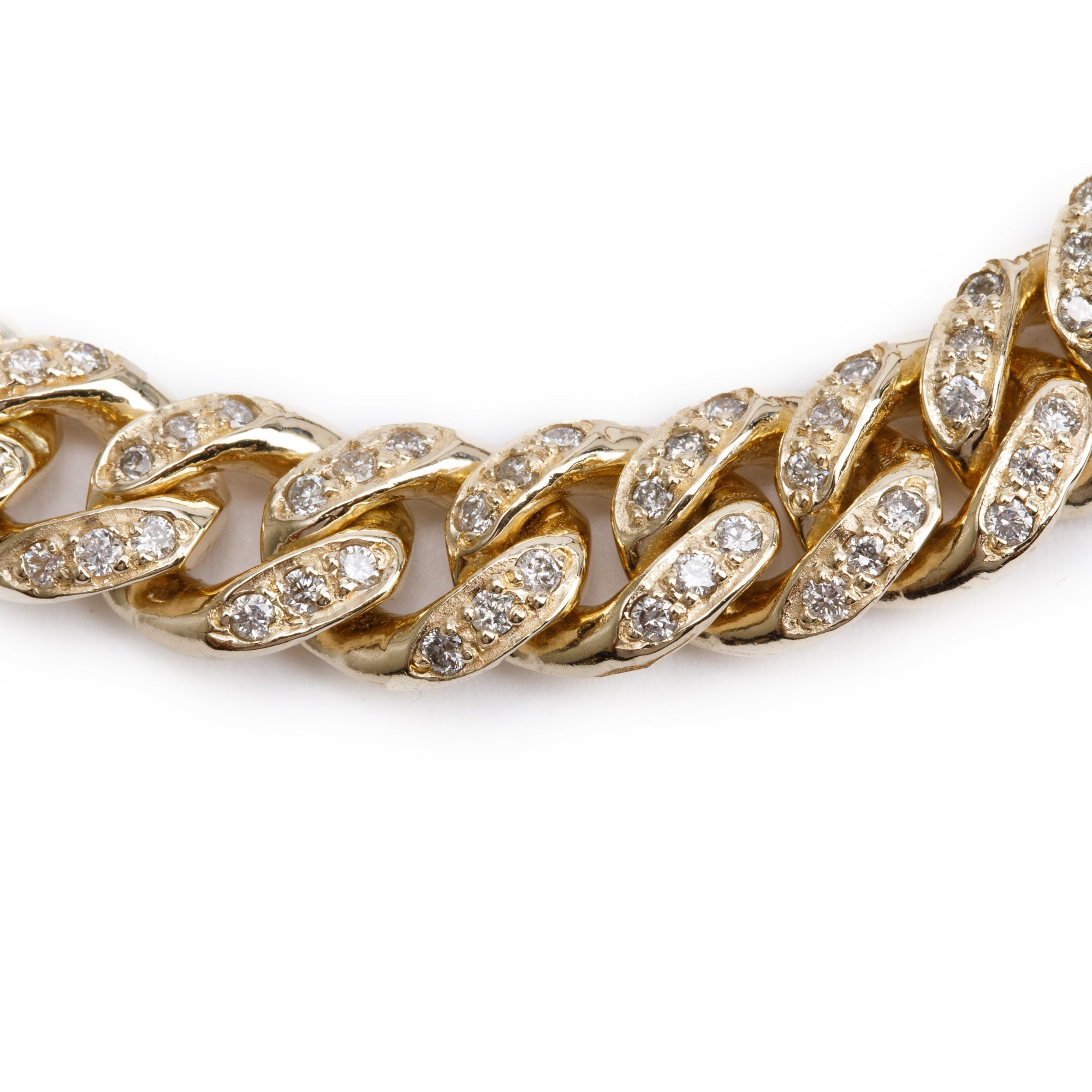 10k Yellow Gold 2.10 tcw. Diamond Cuban Link Bracelet