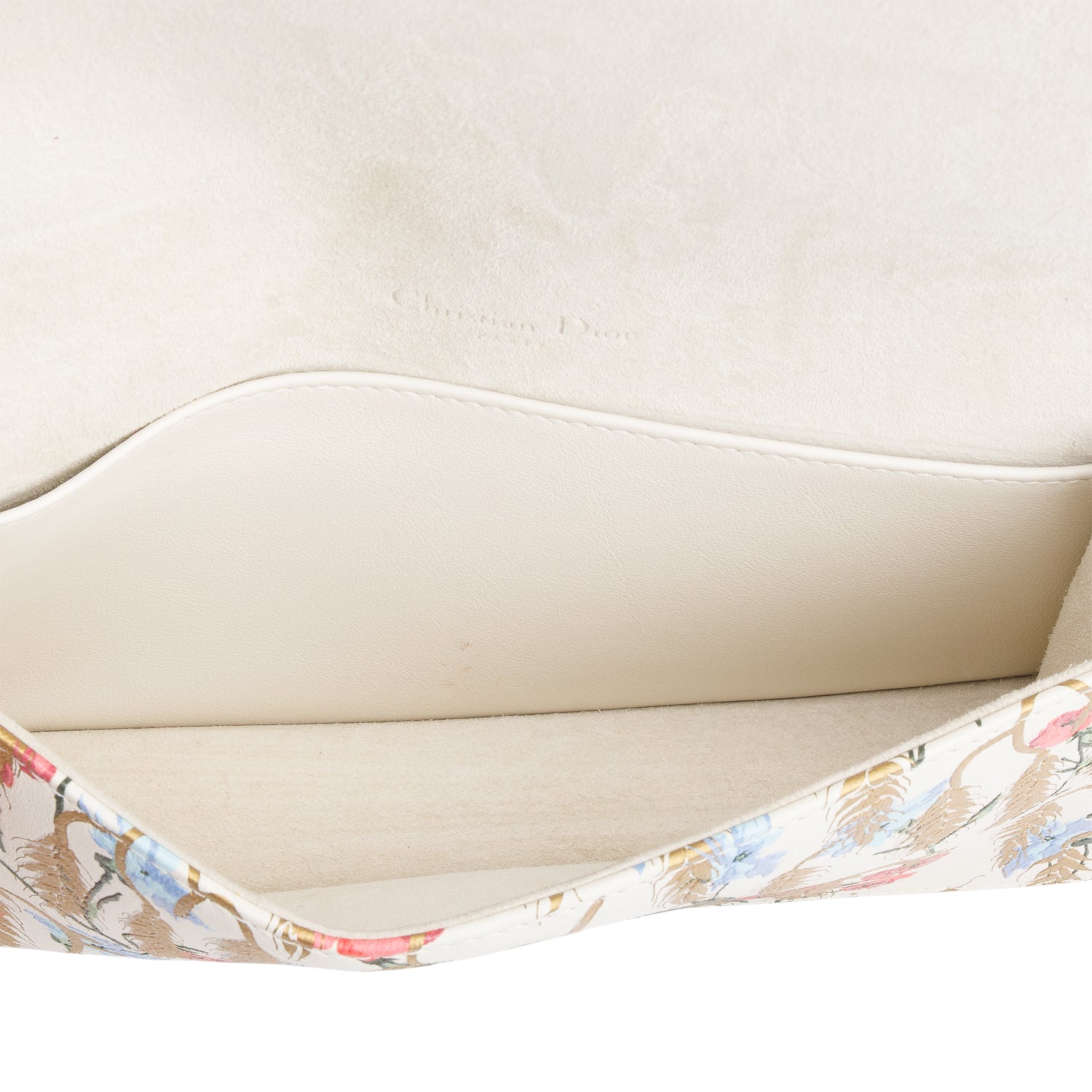 Christian Dior 2020 White Leather Hibiscus Lady Dior Wallet on Chain w/ Inserts